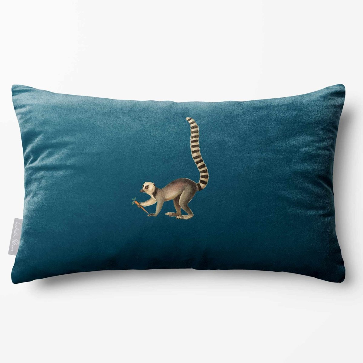 Lemur | Sustainable Velvet Rectangle Cushion - Teal 50 x 30 cm Standard by Izabela Peters