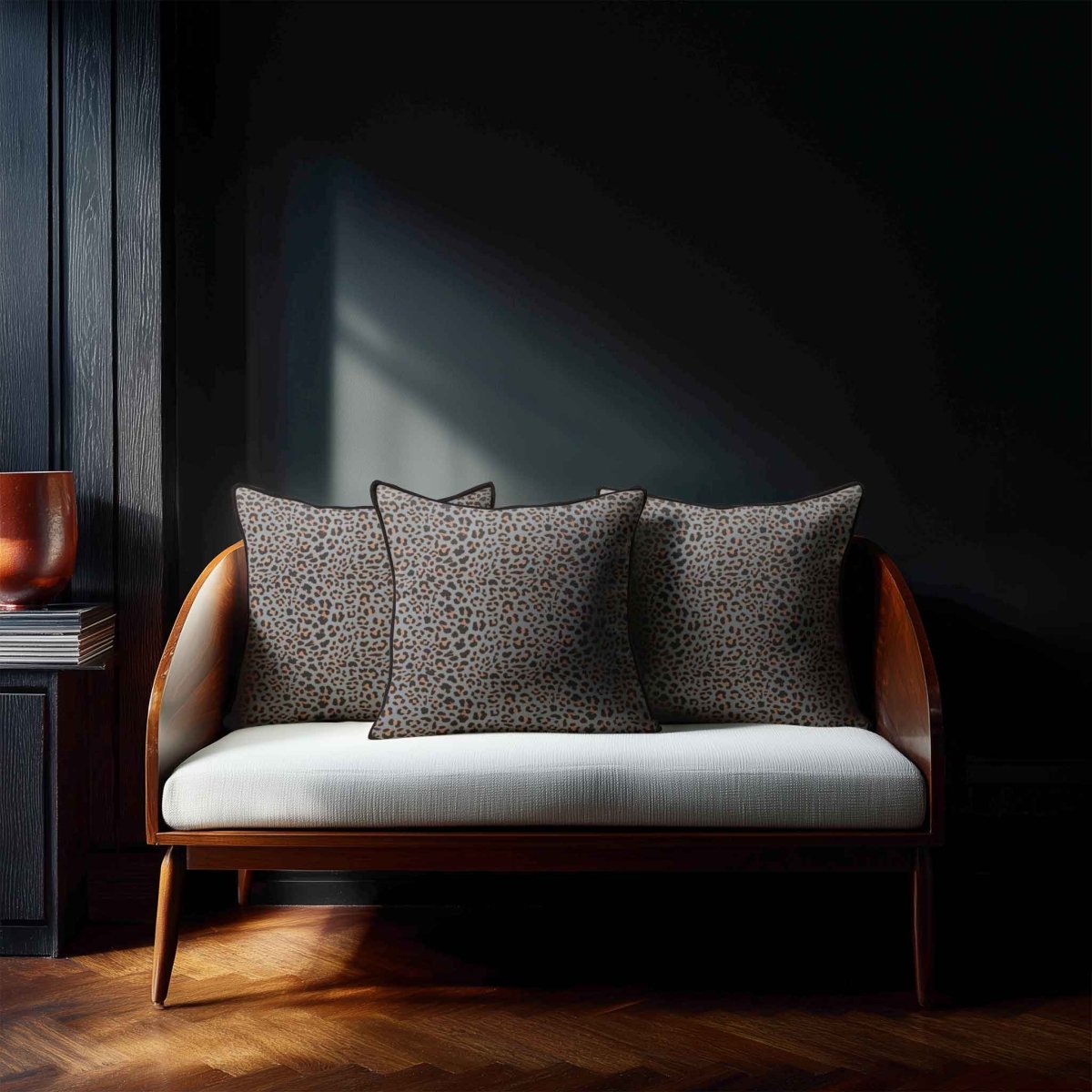 Leopard Print | Sustainable Velvet Cushion - French Grey 40 x 40 cm Piped by Izabela Peters