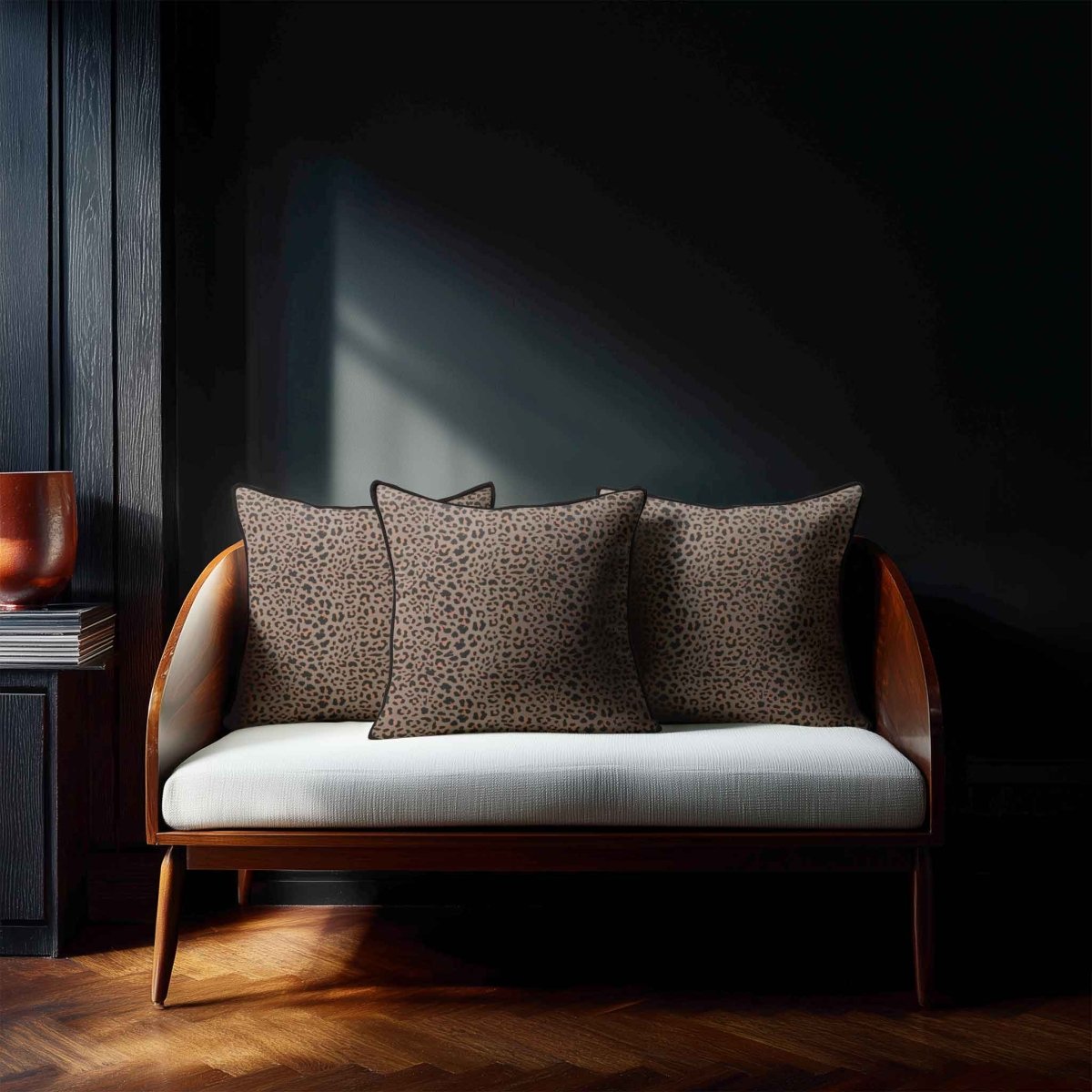 Leopard Print | Sustainable Velvet Cushion - Dovedale Stone 40 x 40 cm Piped by Izabela Peters
