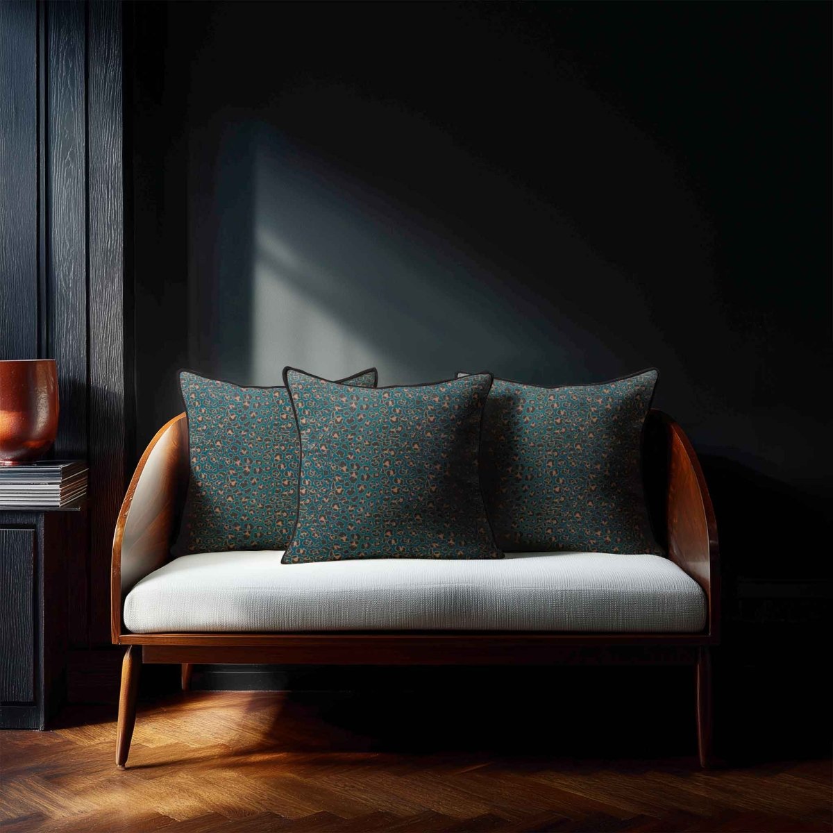 Leopard Print | Sustainable Velvet Cushion - Teal 40 x 40 cm Piped by Izabela Peters