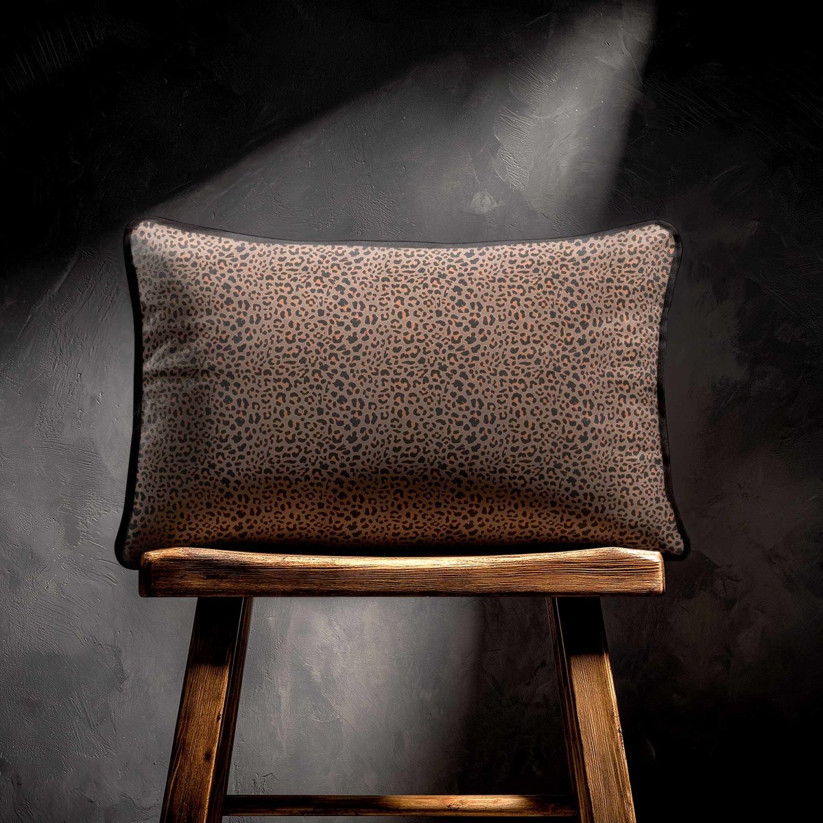 Leopard Print | Sustainable Velvet Rectangle Cushion - Dovedale Stone 50 x 30 cm Piped by Izabela Peters