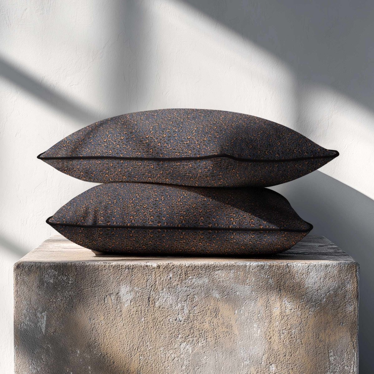 Leopard Print | Sustainable Velvet Rectangle Cushion - Petrol Blue 50 x 30 cm Piped by Izabela Peters