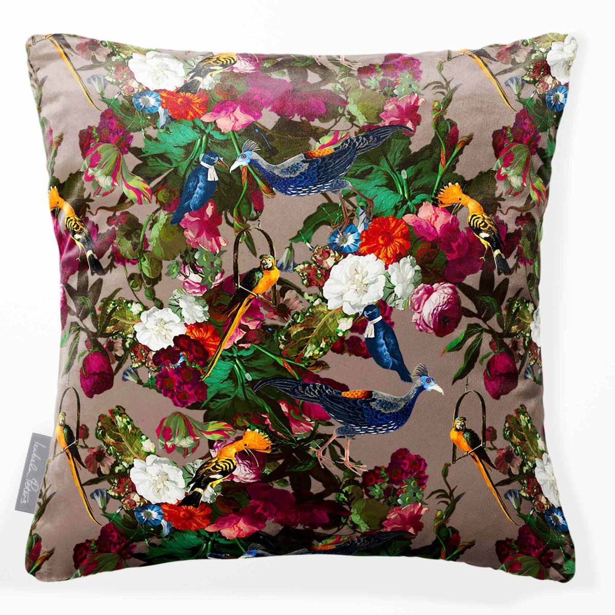 Manor House Garden | Sustainable Velvet Cushion - Dovedale Stone 40 x 40 cm Smooth by Izabela Peters