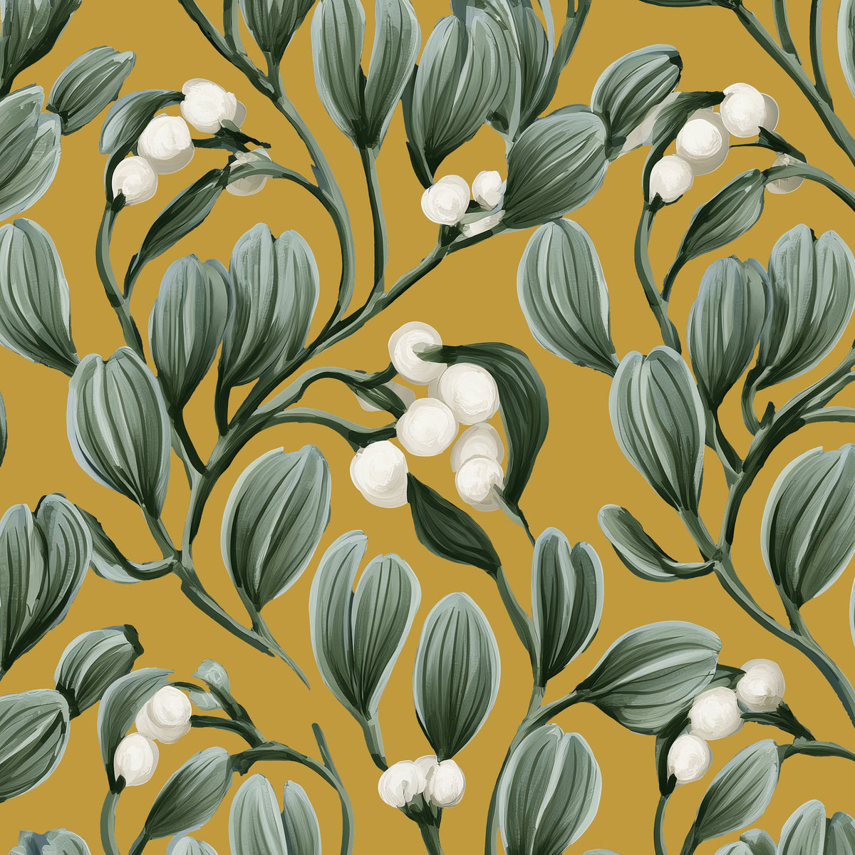 Mistletoe Christmas napkin print in gold