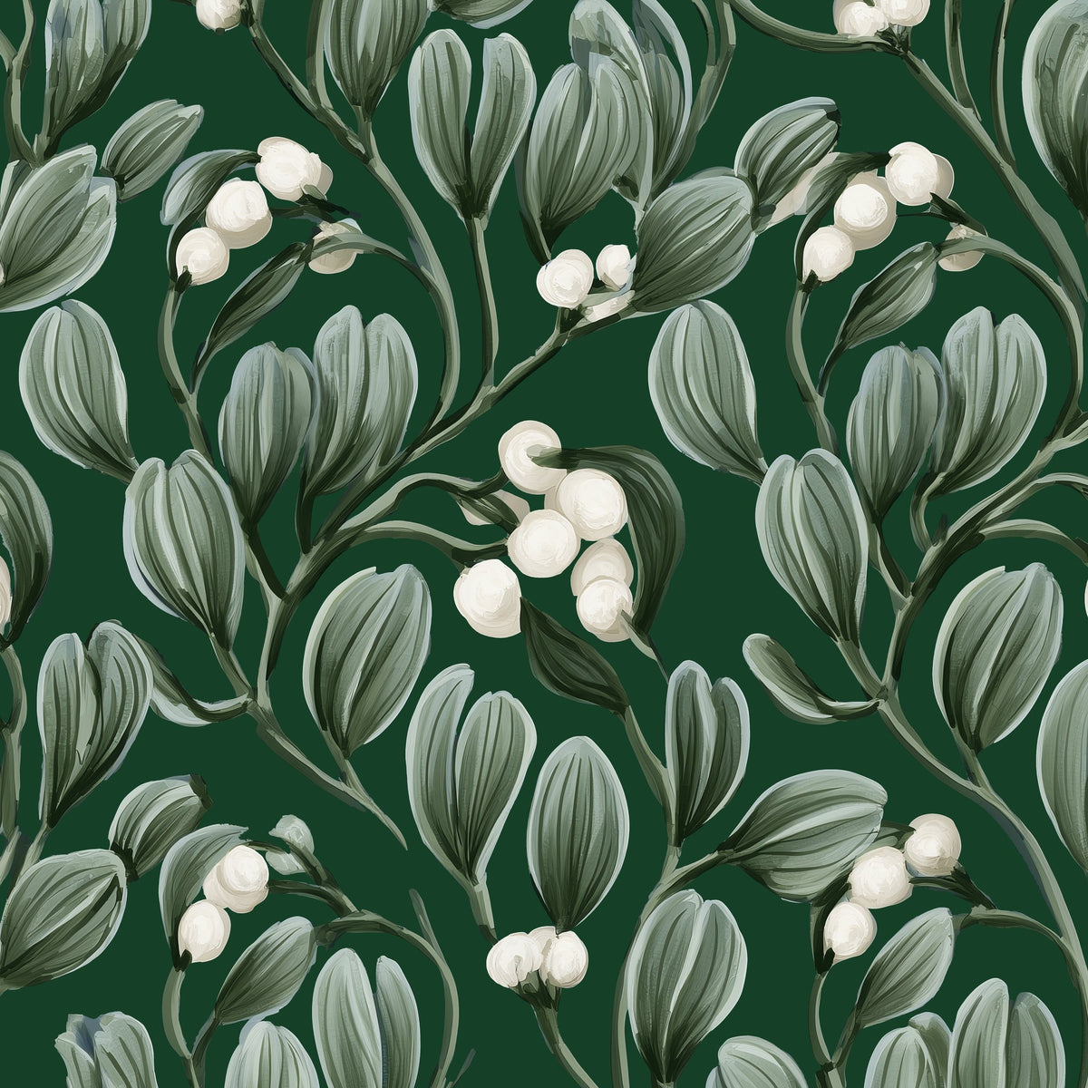 Mistletoe Christmas tablecloth print in green