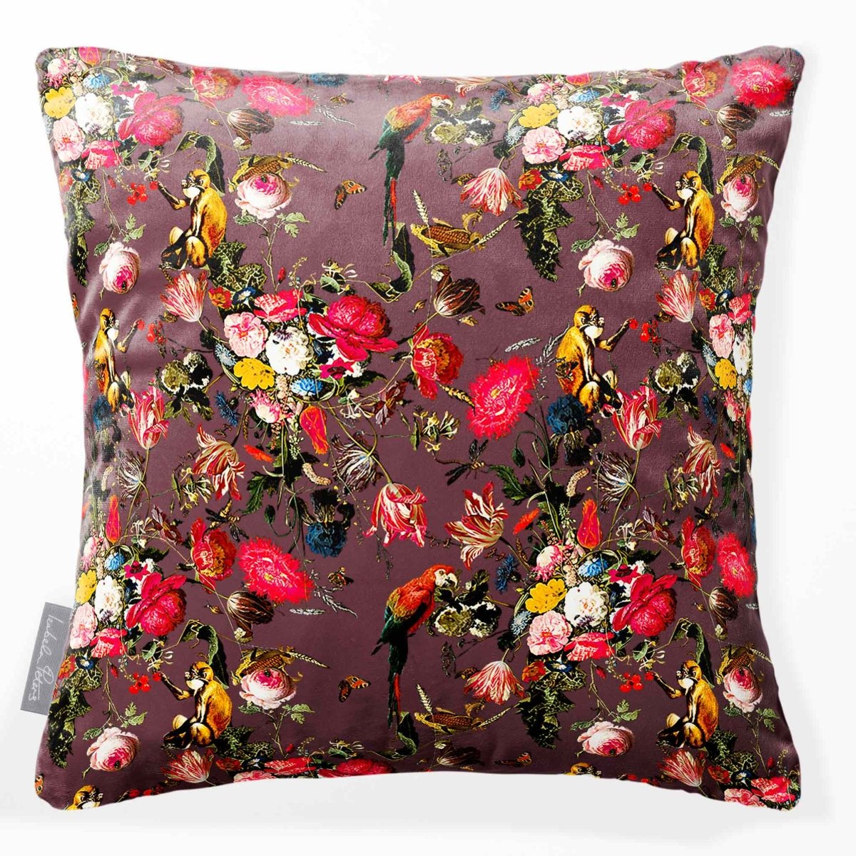 Monkey Puzzle | Sustainable Velvet Cushion - Italian Grape 40 x 40 cm Smooth by Izabela Peters
