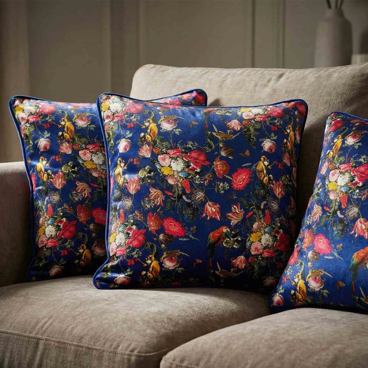 Monkey Puzzle | Sustainable Velvet Cushion - Midnight 40 x 40 cm Standard by Izabela Peters
