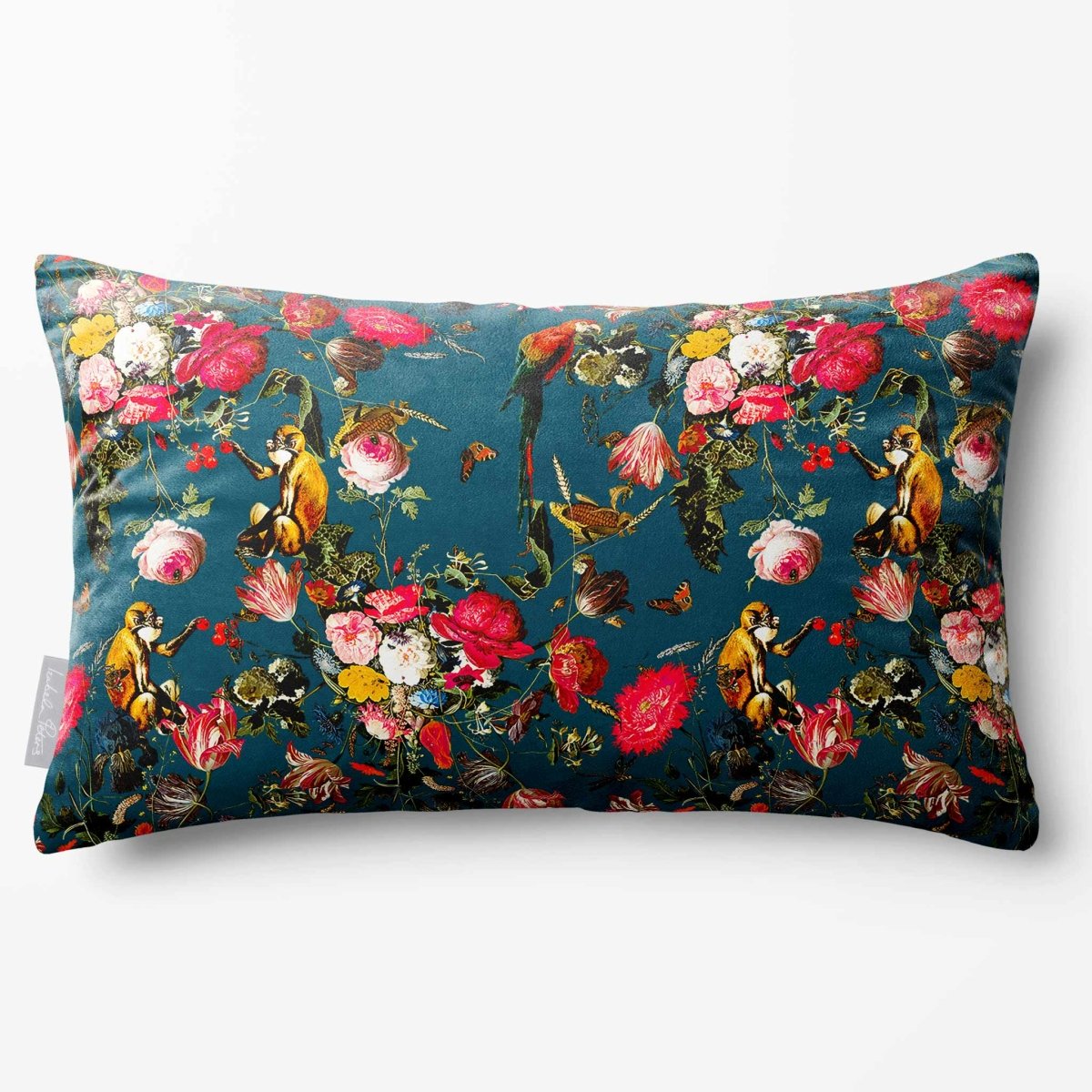 Monkey Puzzle | Sustainable Velvet Rectangle Cushion - Teal 50 x 30 cm Standard by Izabela Peters
