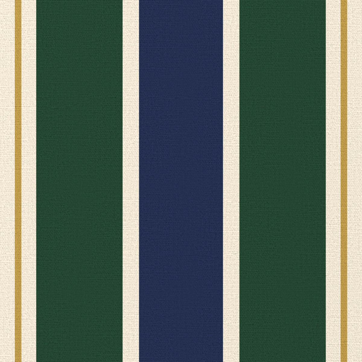 Close-up of the Signature Stripe Christmas napkin print in navy, green and burgundy on cotton, showing broad stripes