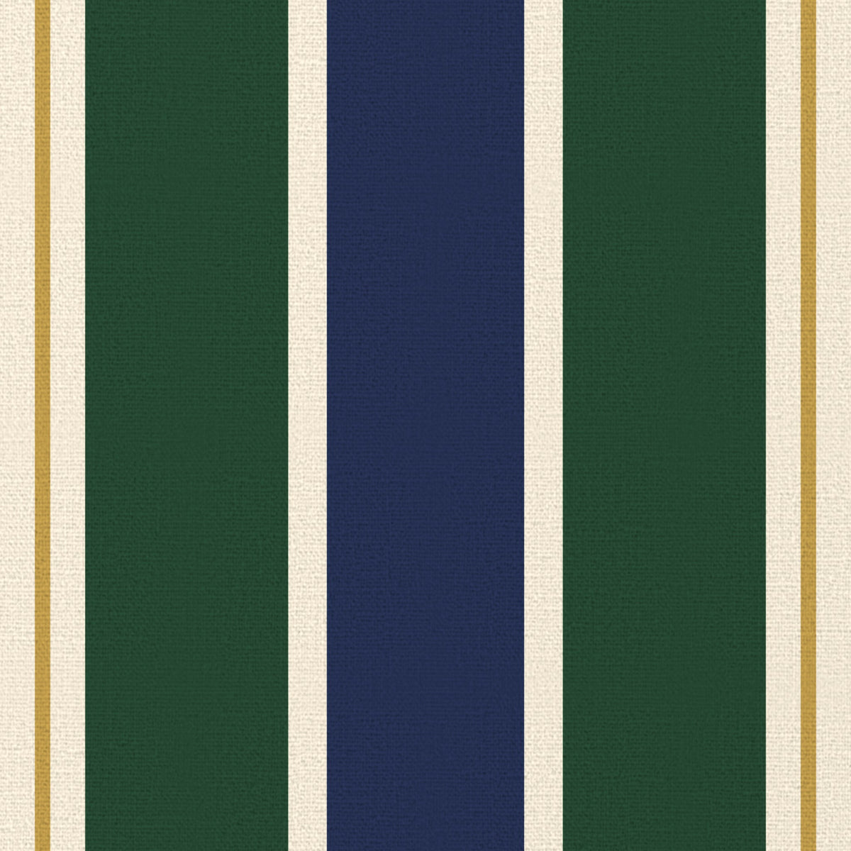 Close-up of the Signature Stripe Christmas table runner print in navy, green and burgundy on cotton, showing broad stripes