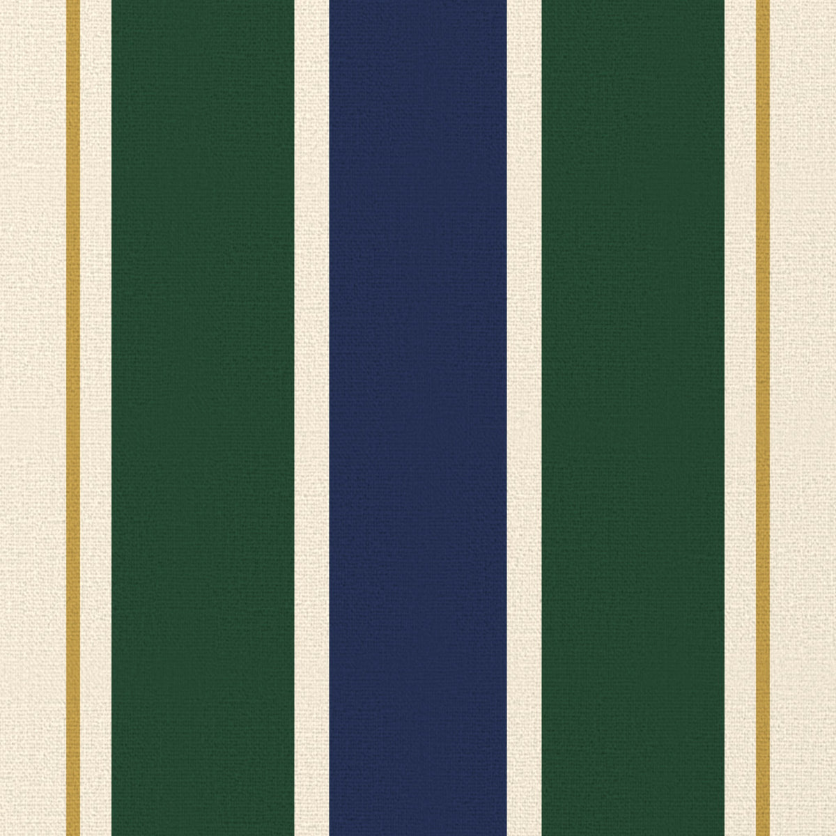 Close-up of the Signature Stripe Christmas tablecloth print in navy, green and burgundy on cotton, showing broad stripes
