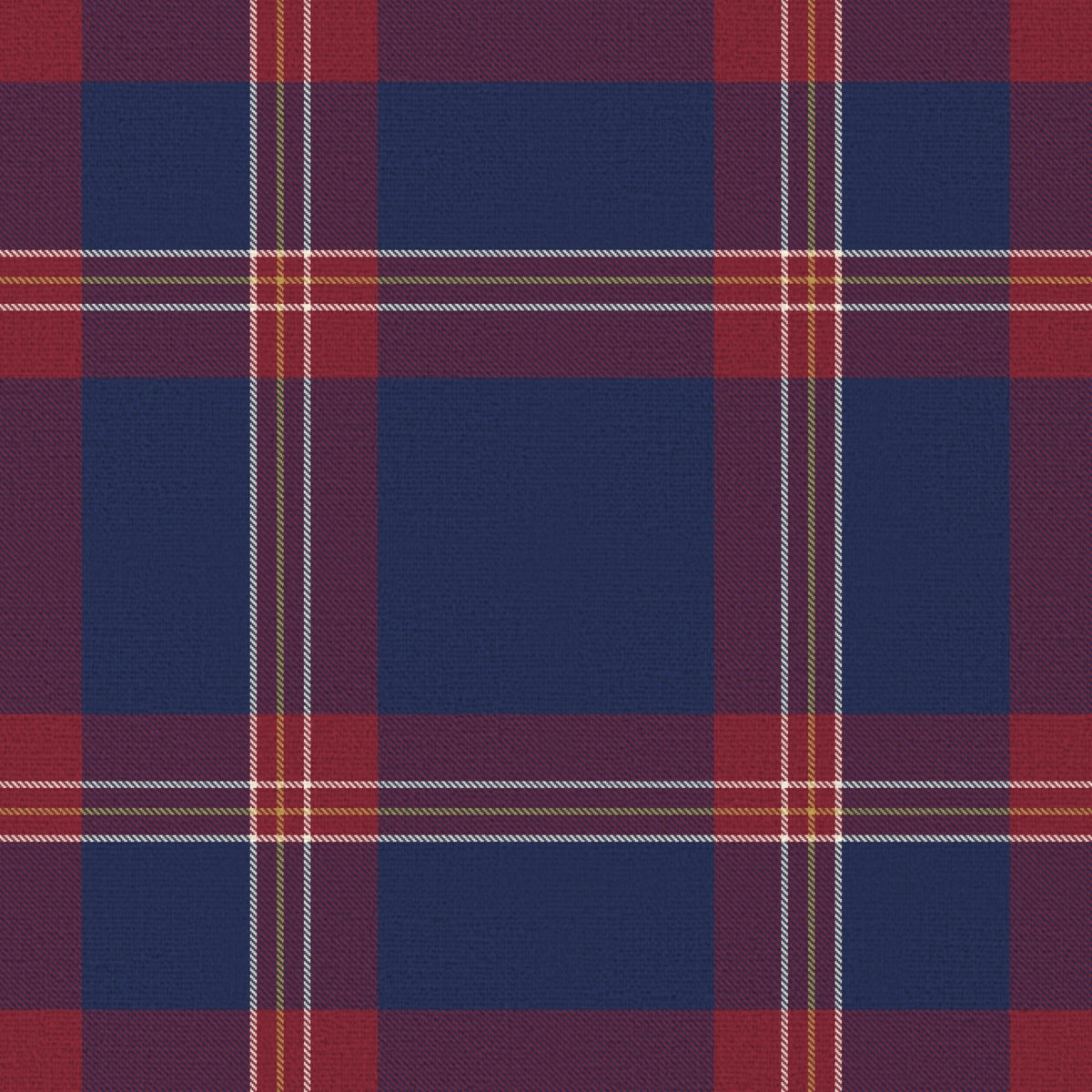 Close-up of the navy Tartan Christmas napkin print on cotton, showing the tartan check