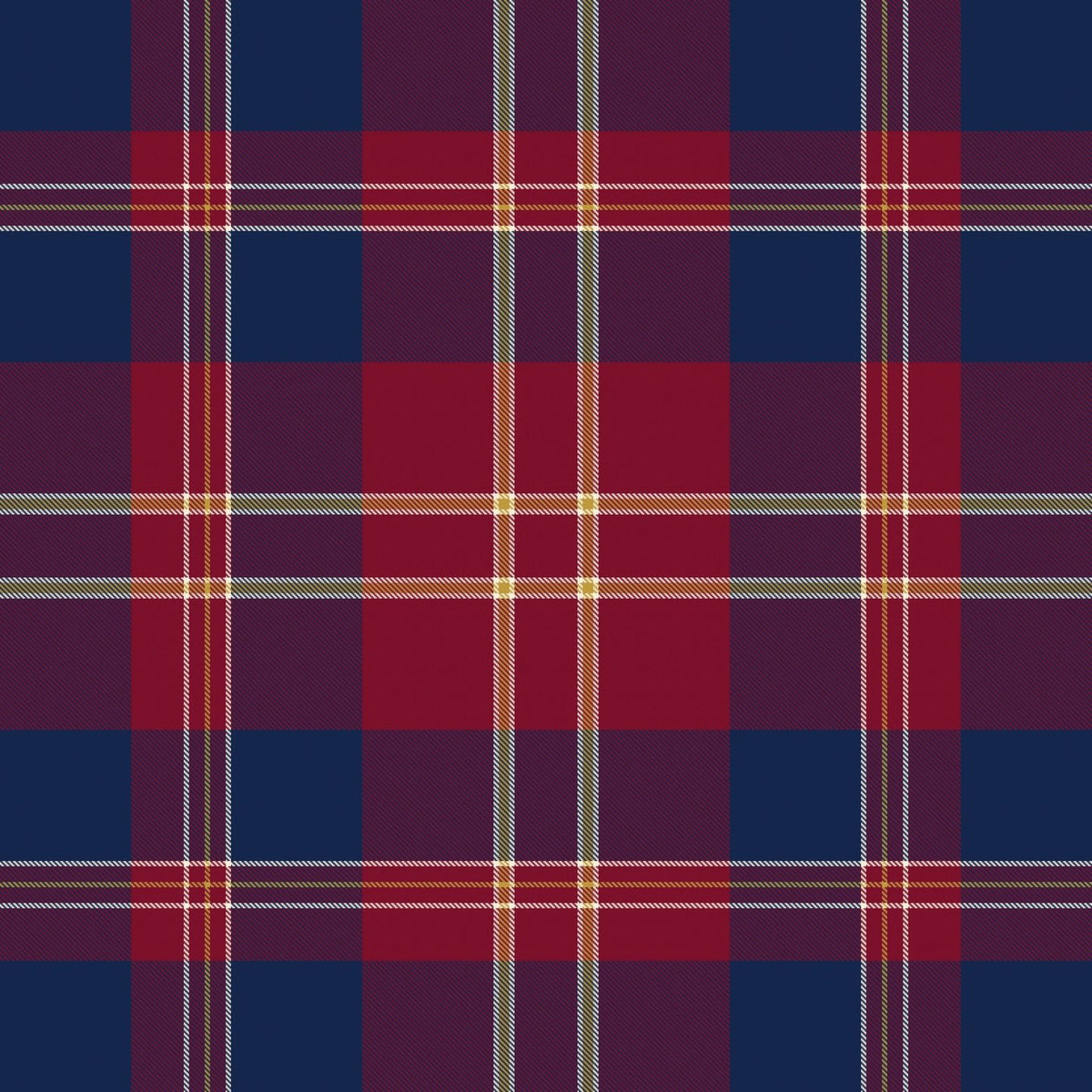 Tartan Christmas print in navy with burgundy