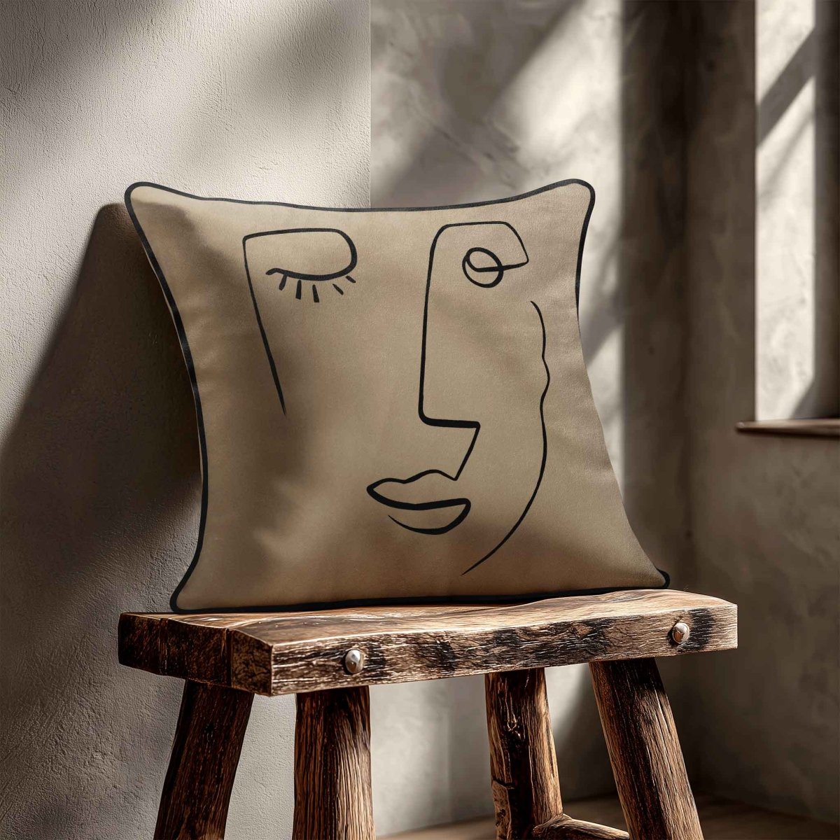 Open Face | Sustainable Velvet Cushion - Taupe 40 x 40 cm Standard by Izabela Peters