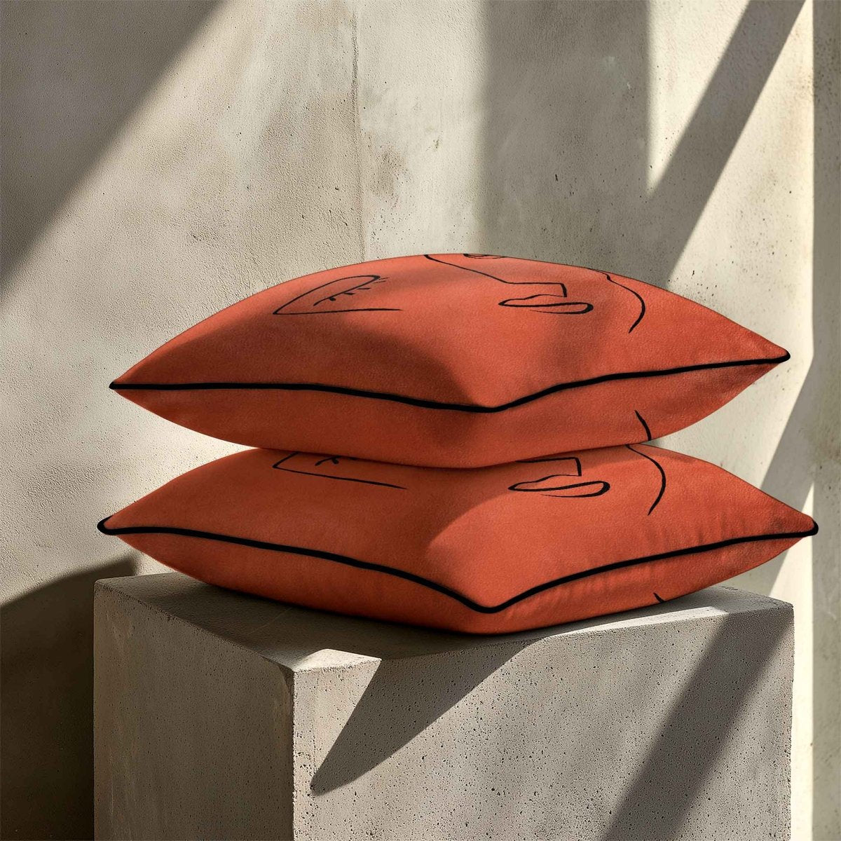 Open Face | Sustainable Velvet Cushion - Burnt Ochre 40 x 40 cm Standard by Izabela Peters