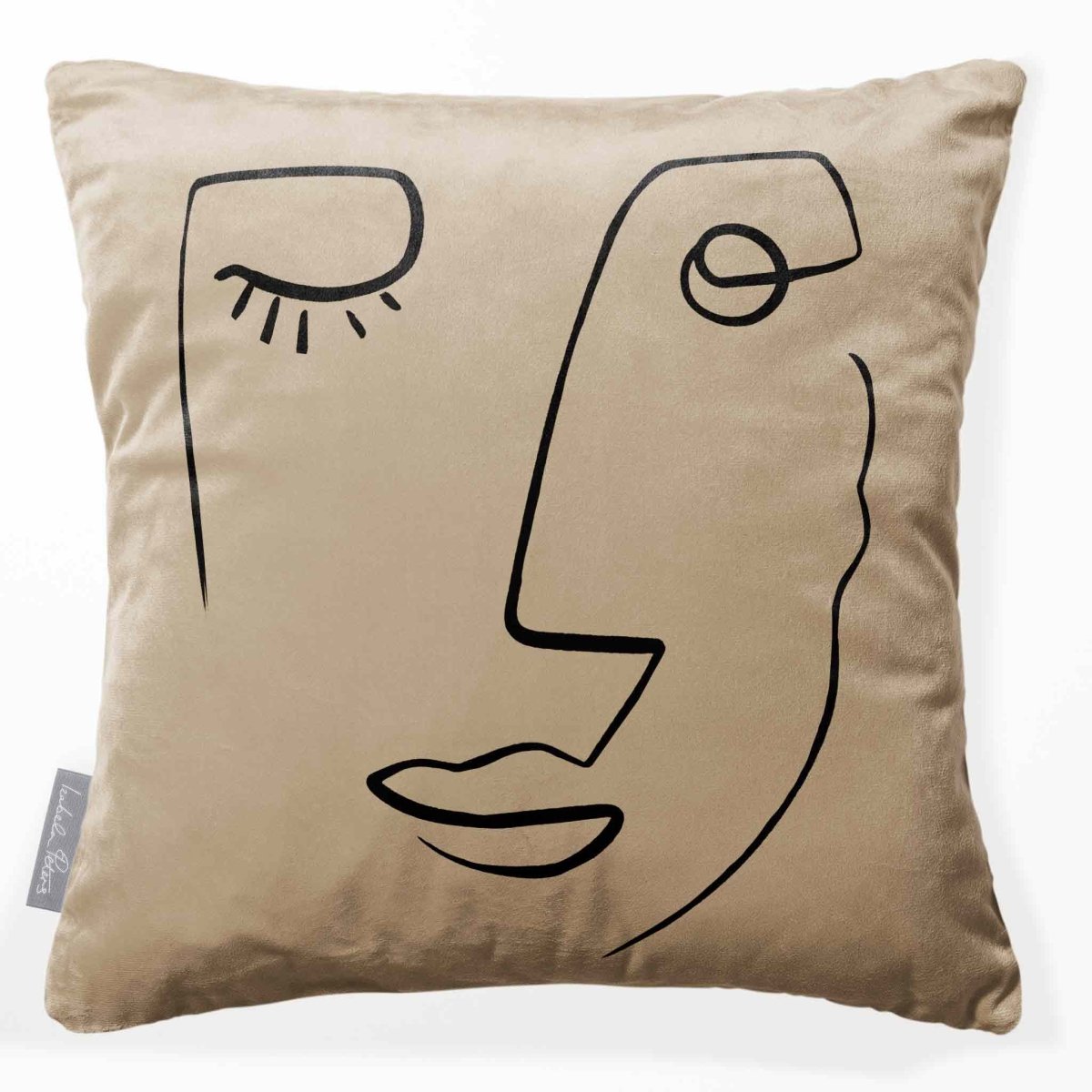 Open Face | Sustainable Velvet Cushion - Taupe 40 x 40 cm Standard by Izabela Peters