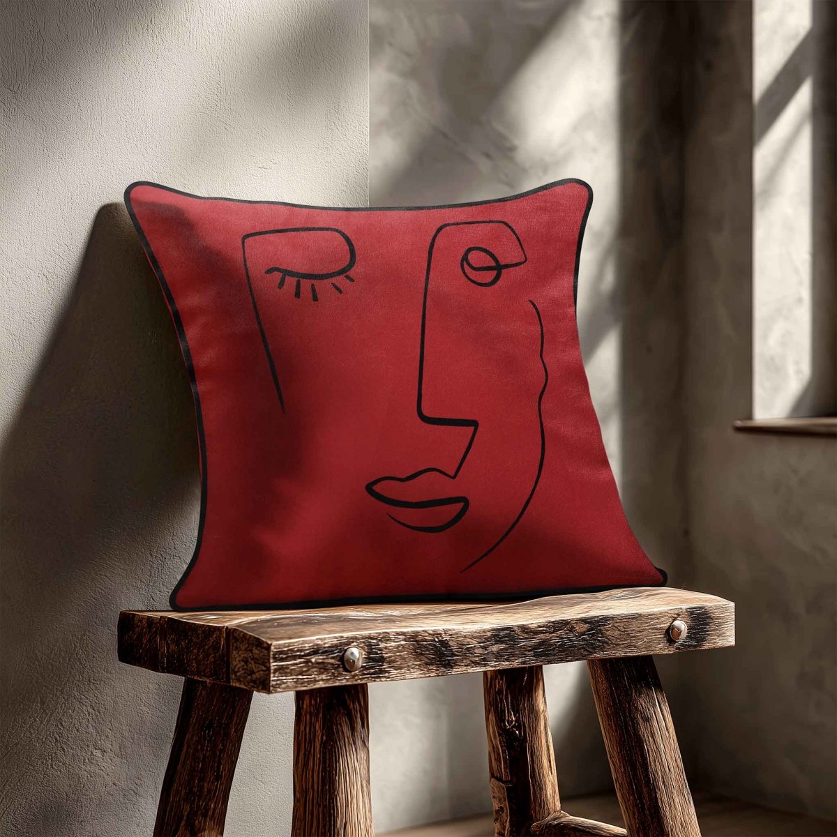 Open Face | Sustainable Velvet Cushion - Crimson Muse 40 x 40 cm Standard by Izabela Peters