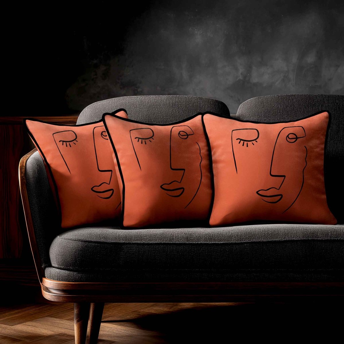 Open Face | Sustainable Velvet Cushion - Burnt Ochre 40 x 40 cm Standard by Izabela Peters