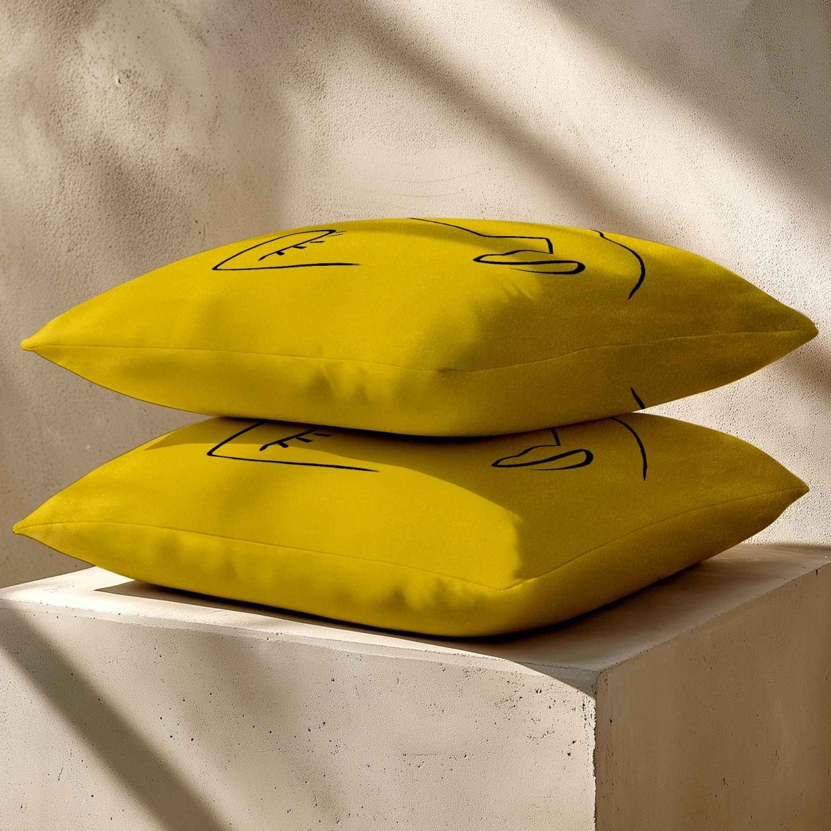Open Face | Sustainable Velvet Cushion - Mustard Ochre 40 x 40 cm Standard by Izabela Peters