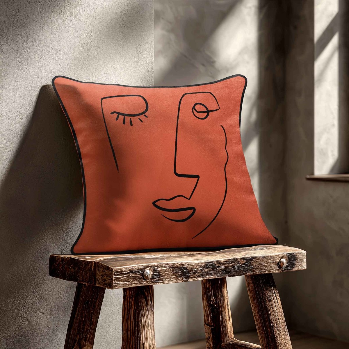 Open Face | Sustainable Velvet Cushion - Burnt Ochre 40 x 40 cm Standard by Izabela Peters