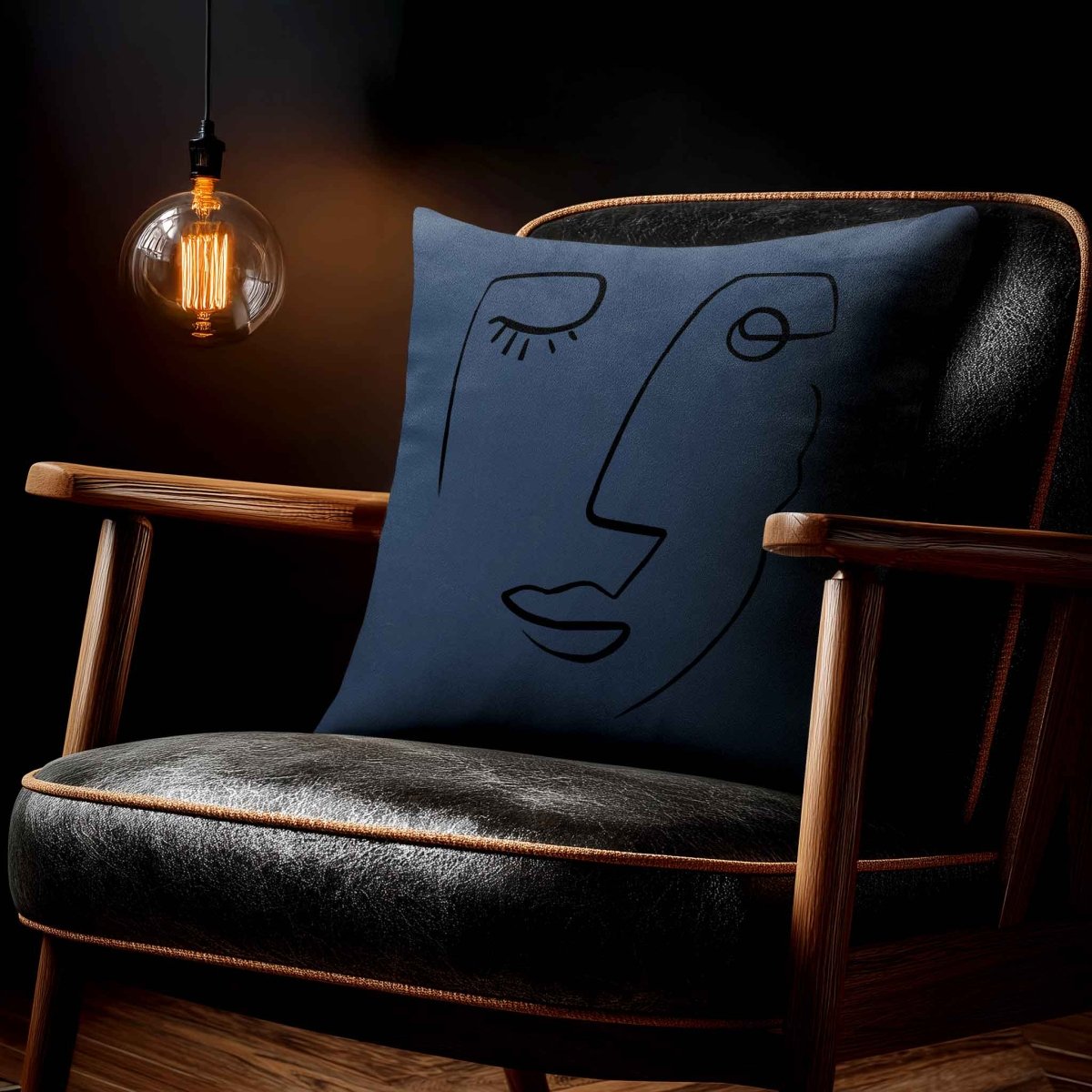 Open Face | Sustainable Velvet Cushion - Petrol Blue 40 x 40 cm Standard by Izabela Peters