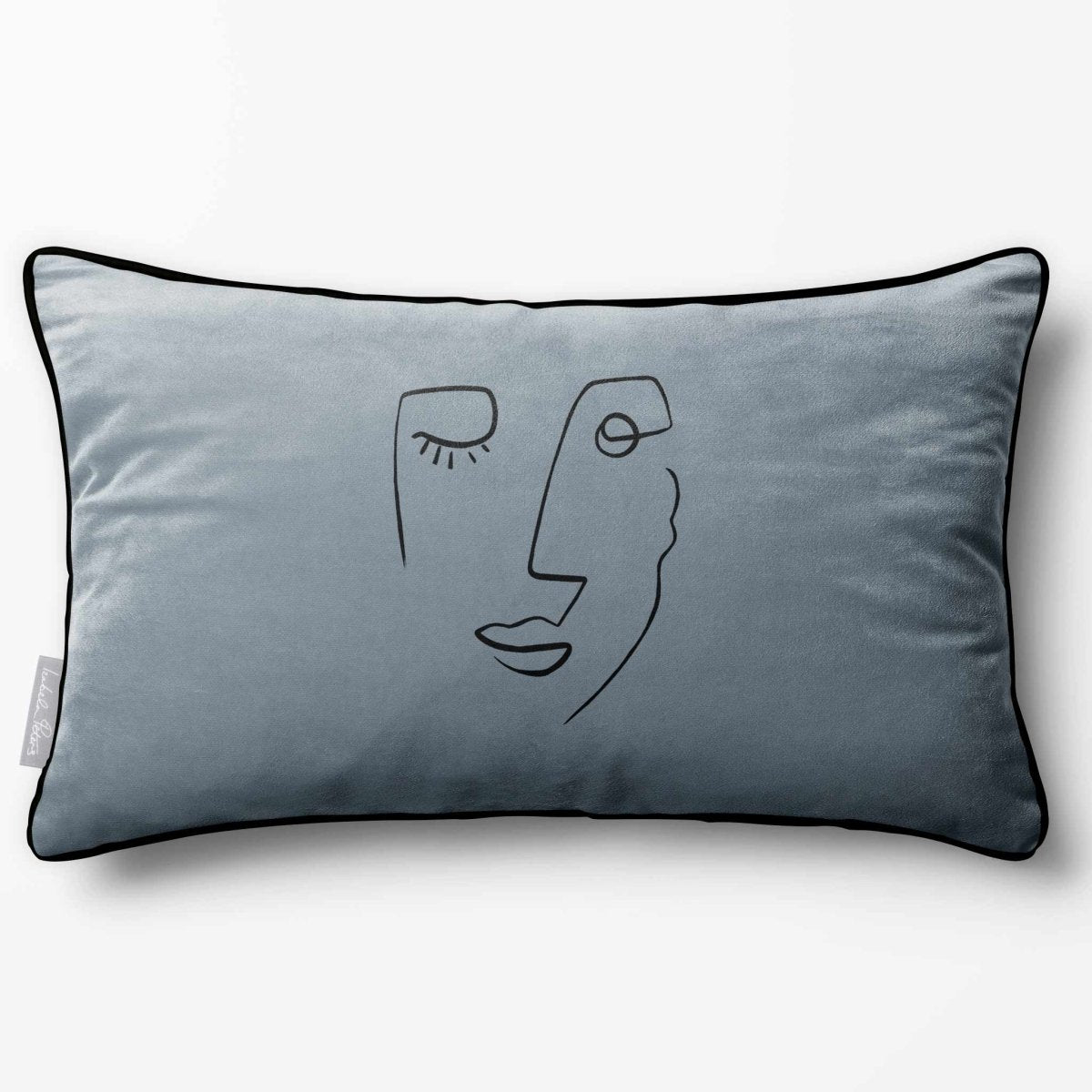 Open Face | Sustainable Velvet Rectangle Cushion - French Grey 50 x 30 cm Piped by Izabela Peters