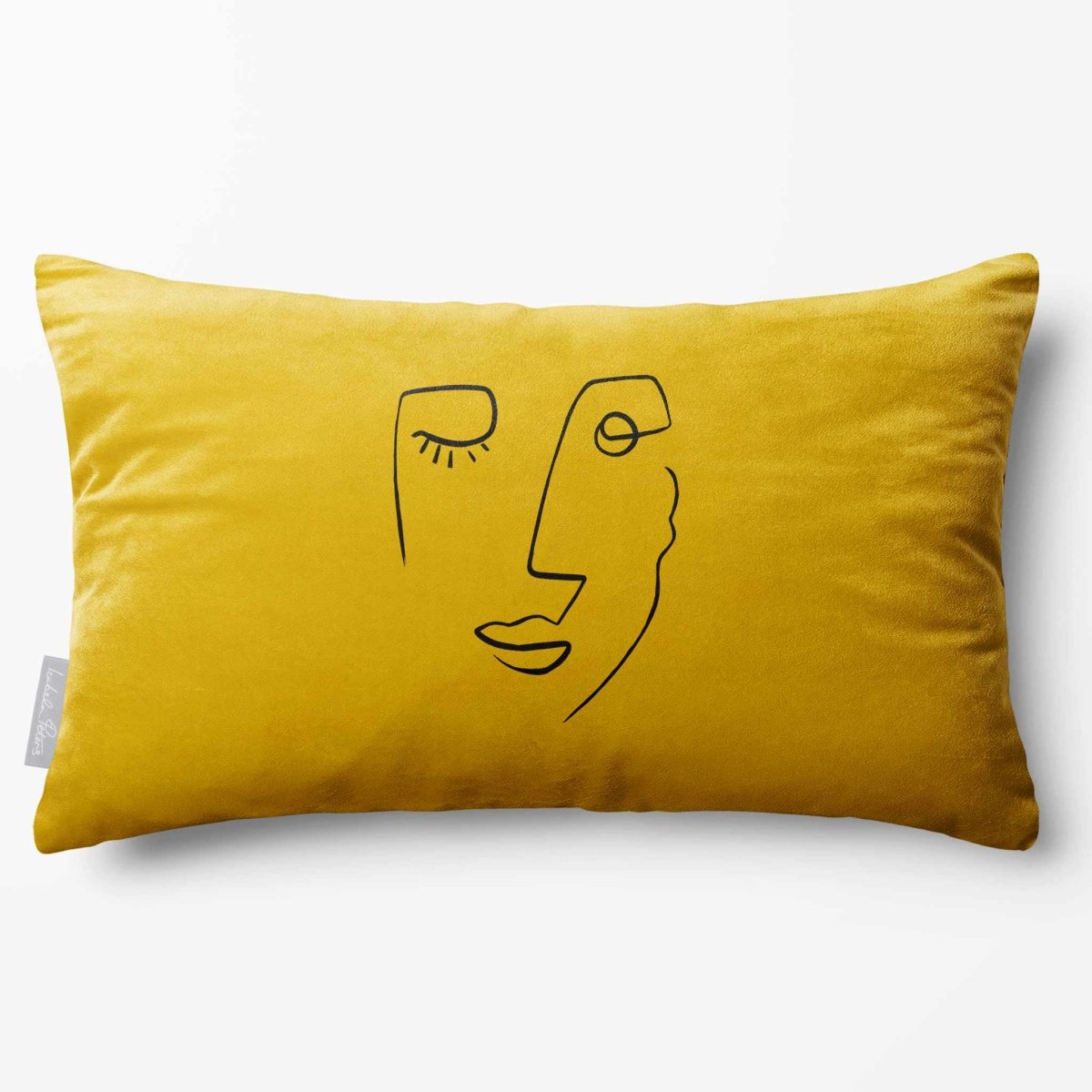 Open Face | Sustainable Velvet Rectangle Cushion - Mustard Ochre 50 x 30 cm Standard by Izabela Peters