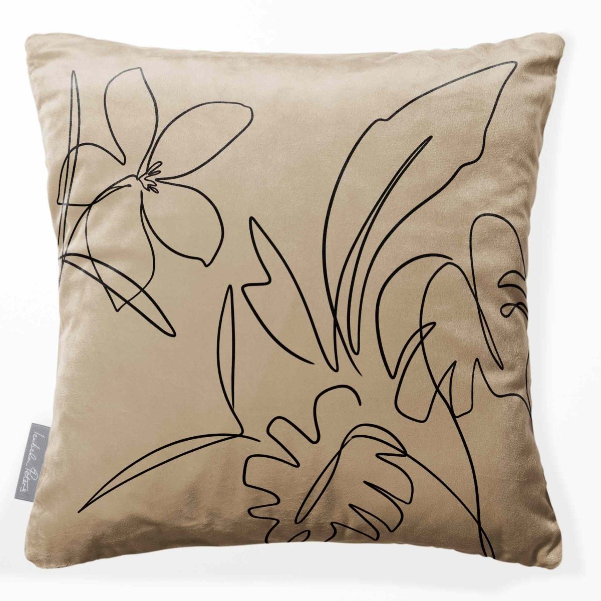 Palm and Leaves | Sustainable Velvet Cushion - Taupe 40 x 40 cm Standard by Izabela Peters