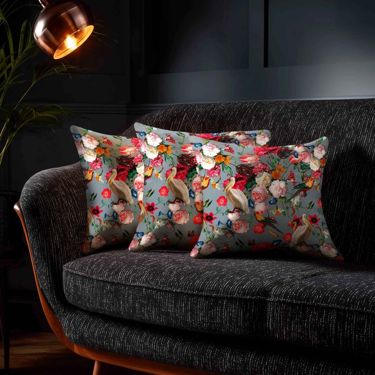 Peruvian Paradise | Sustainable Velvet Cushion - French Grey 40 x 40 cm Standard by Izabela Peters