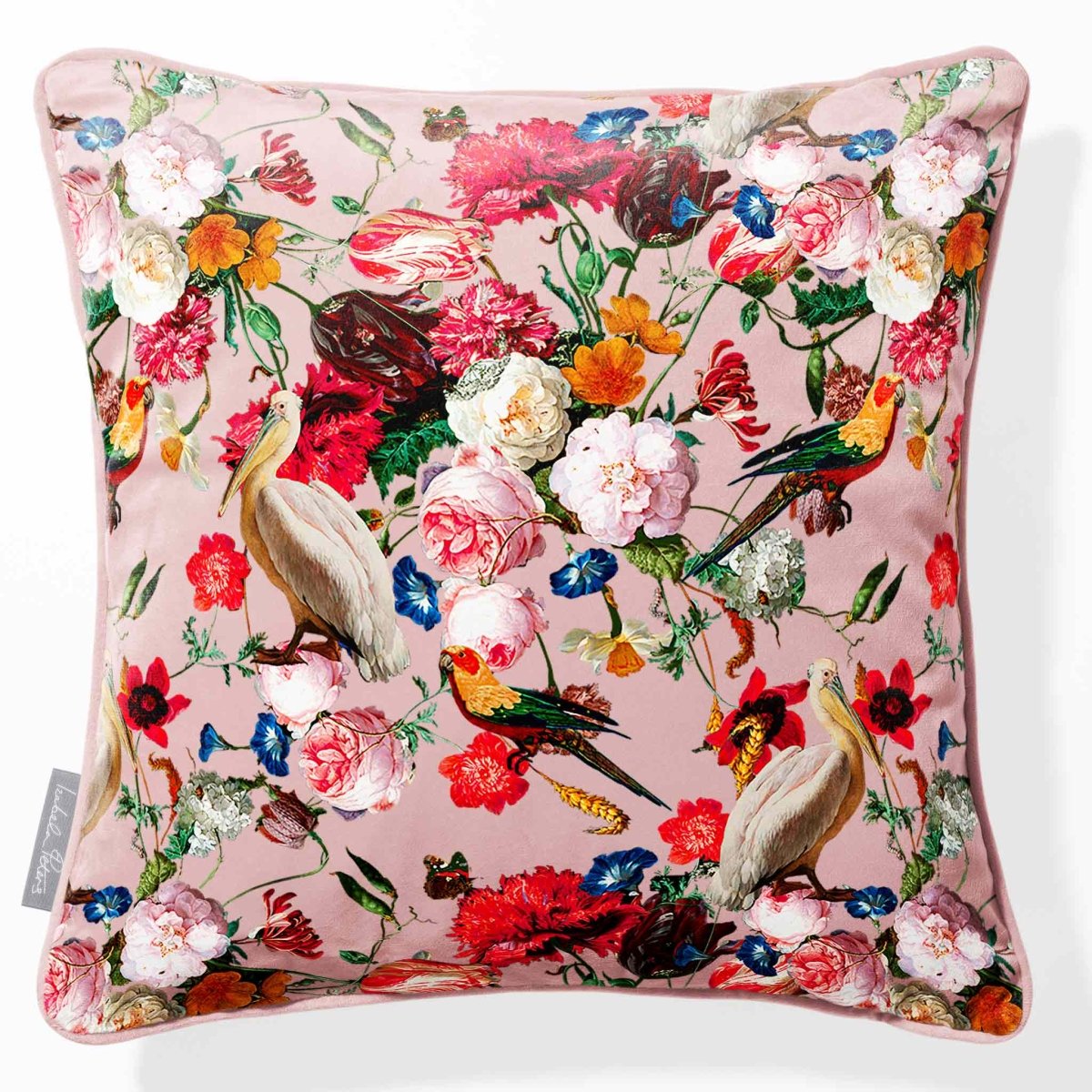 Peruvian Paradise | Sustainable Velvet Cushion - Rosewater 40 x 40 cm Piped by Izabela Peters