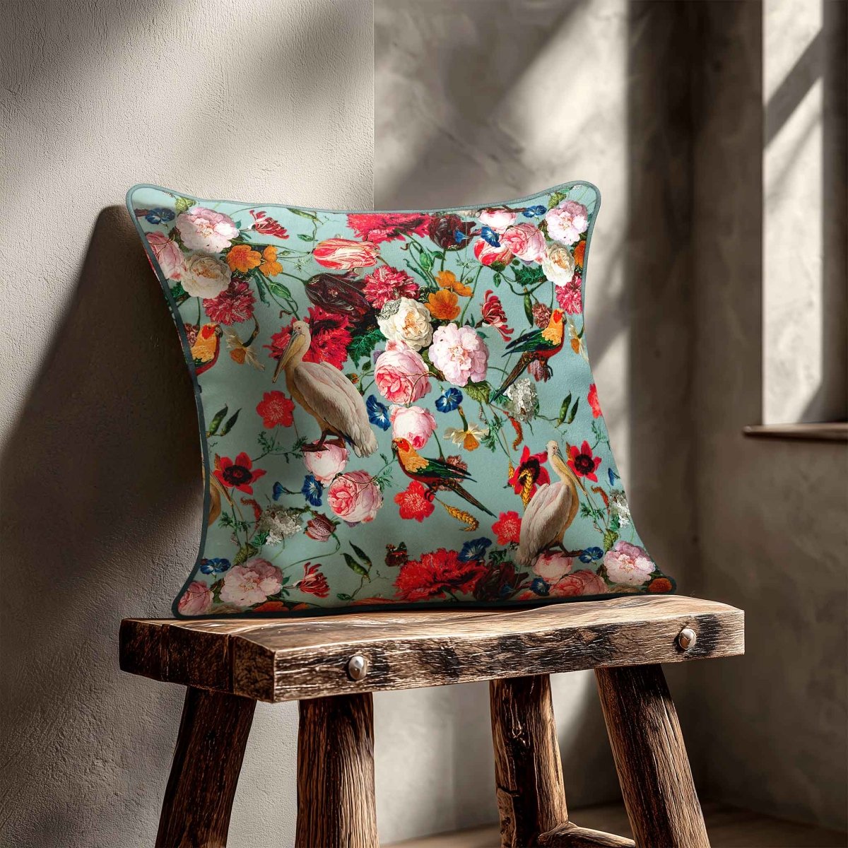 Peruvian Paradise | Sustainable Velvet Cushion - Blue Surf 40 x 40 cm Standard by Izabela Peters