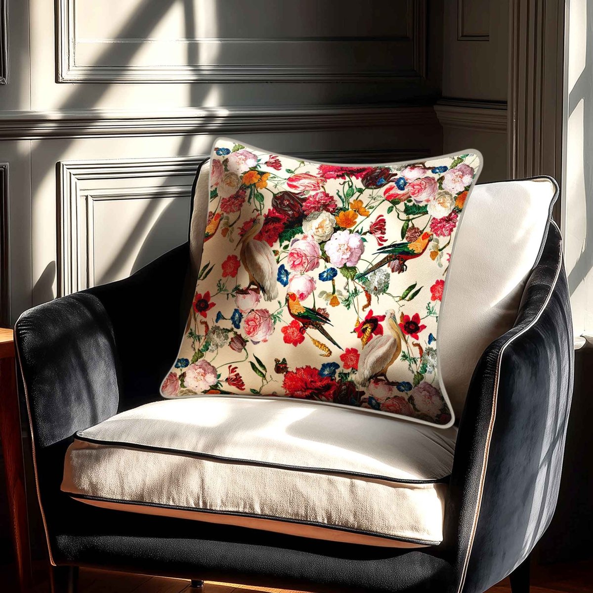 Peruvian Paradise | Sustainable Velvet Cushion - Ivory Cream 40 x 40 cm Standard by Izabela Peters