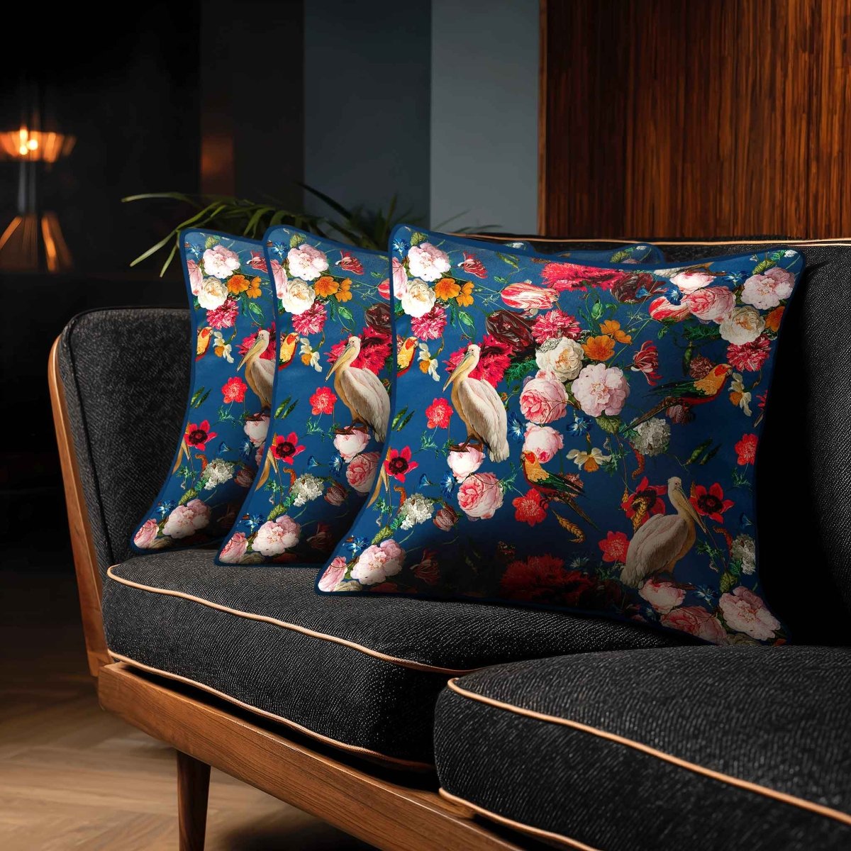 Peruvian Paradise | Sustainable Velvet Cushion - Estate Blue 40 x 40 cm Standard by Izabela Peters