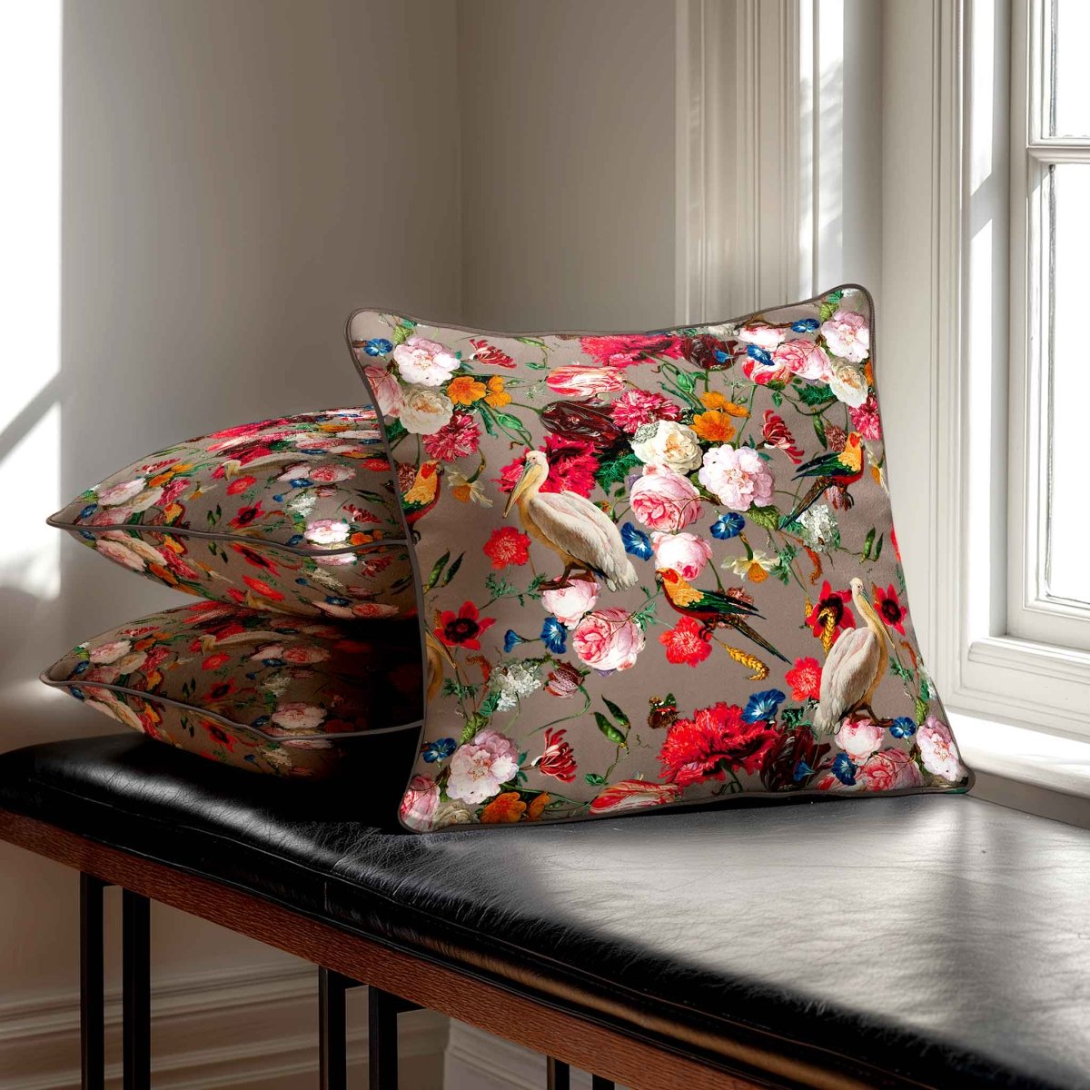 Peruvian Paradise | Sustainable Velvet Cushion - Dovedale Stone 40 x 40 cm Standard by Izabela Peters