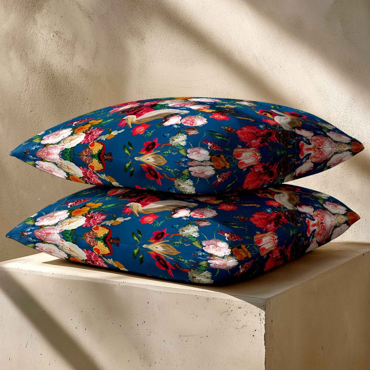 Peruvian Paradise | Sustainable Velvet Cushion - Estate Blue 40 x 40 cm Standard by Izabela Peters