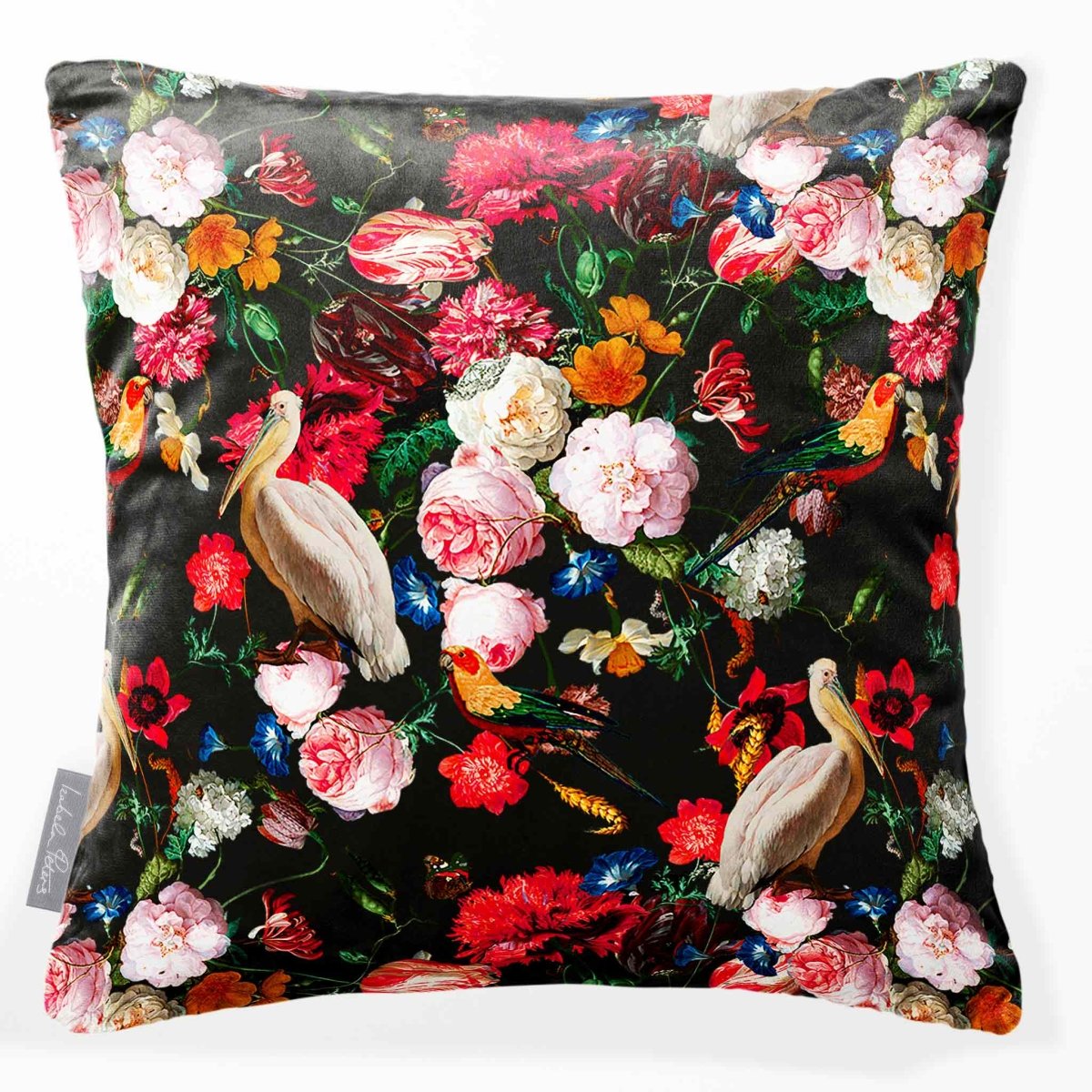 Peruvian Paradise | Sustainable Velvet Cushion - Charcoal 40 x 40 cm Smooth by Izabela Peters