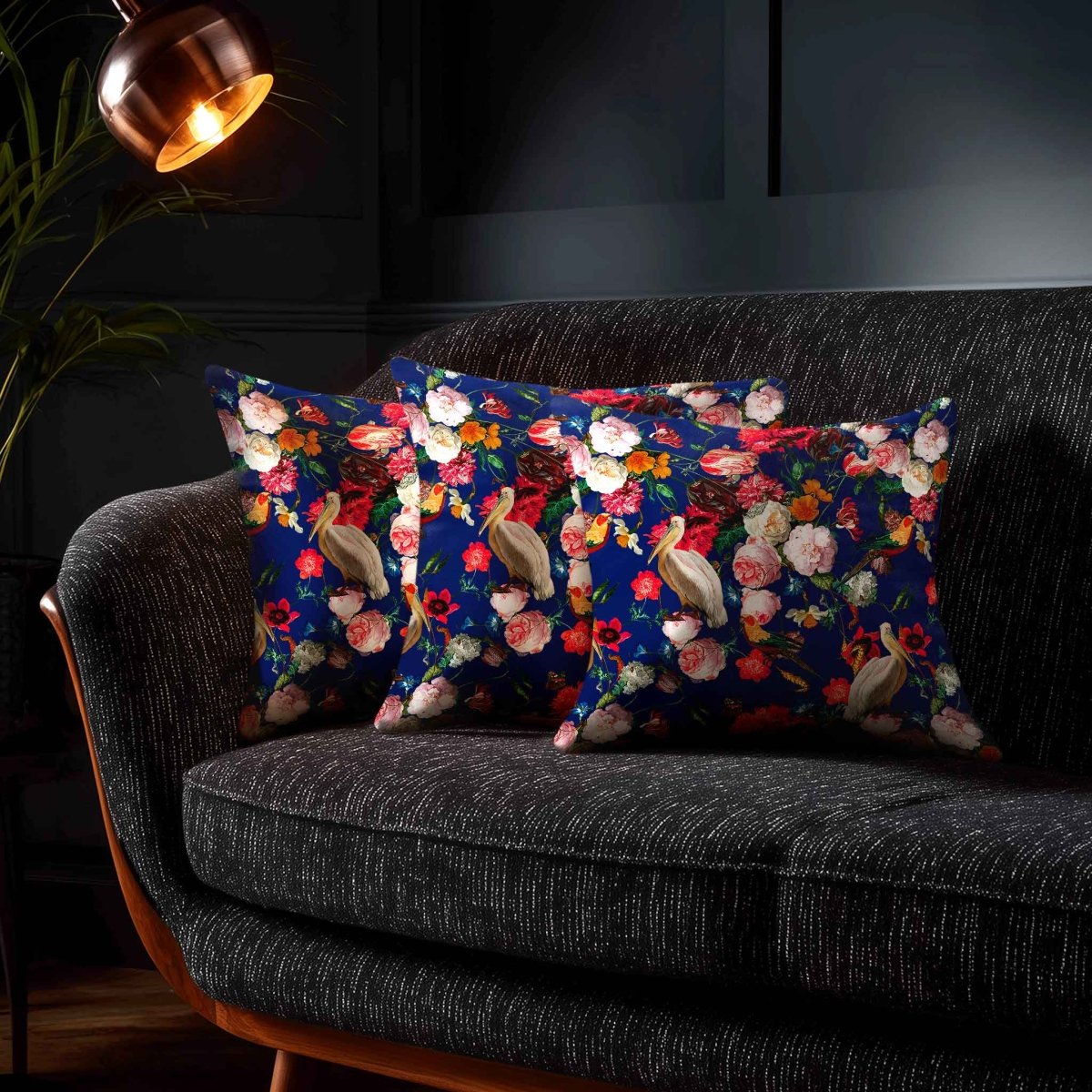 Peruvian Paradise | Sustainable Velvet Cushion - Midnight 40 x 40 cm Standard by Izabela Peters
