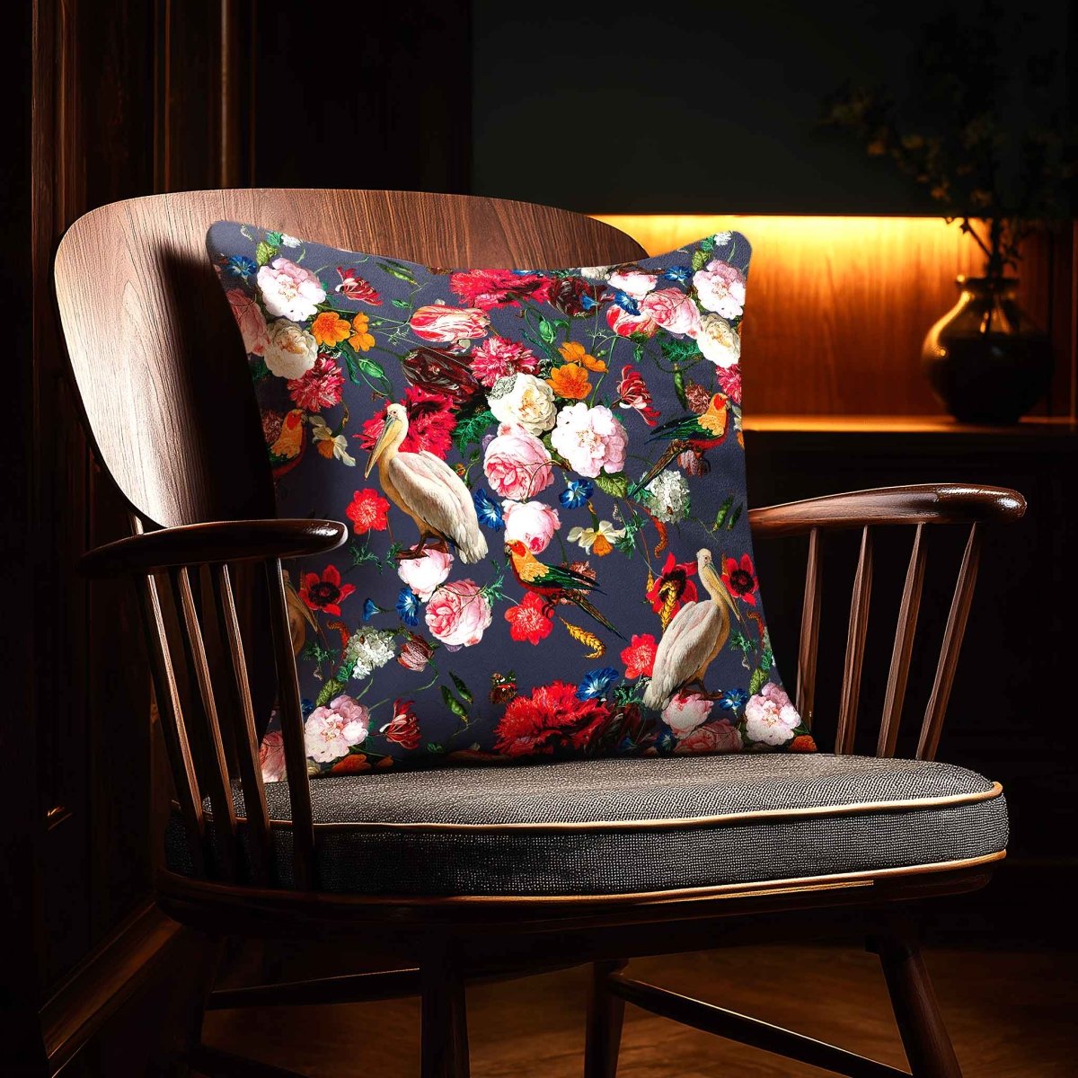 Peruvian Paradise | Sustainable Velvet Cushion - Graphite 40 x 40 cm Standard by Izabela Peters