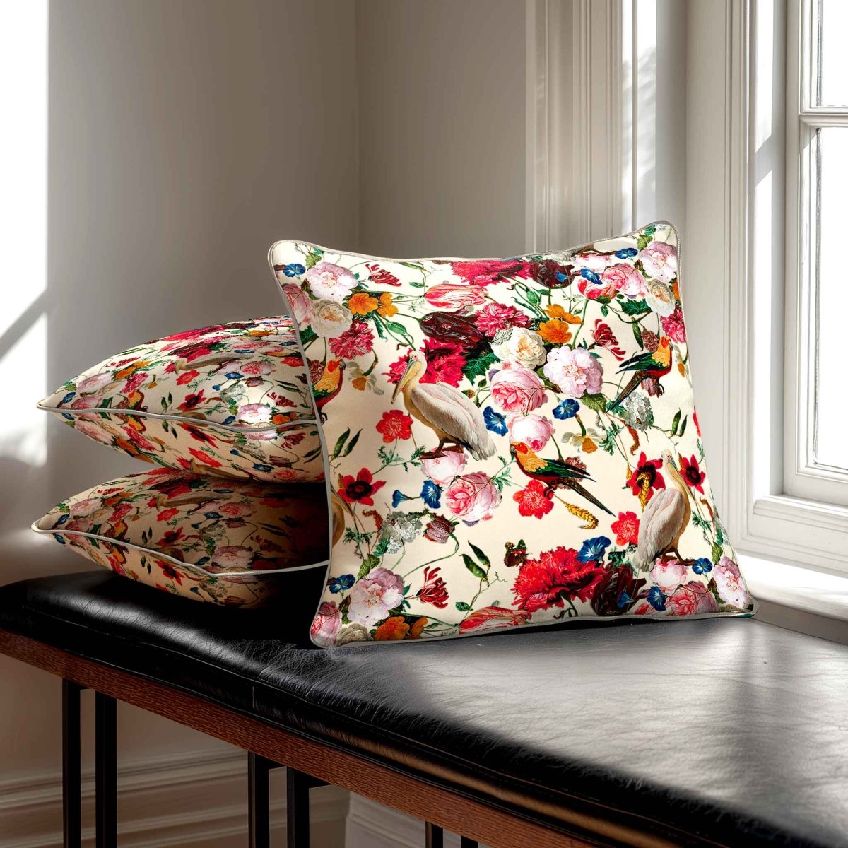 Peruvian Paradise | Sustainable Velvet Cushion - Ivory Cream 40 x 40 cm Standard by Izabela Peters