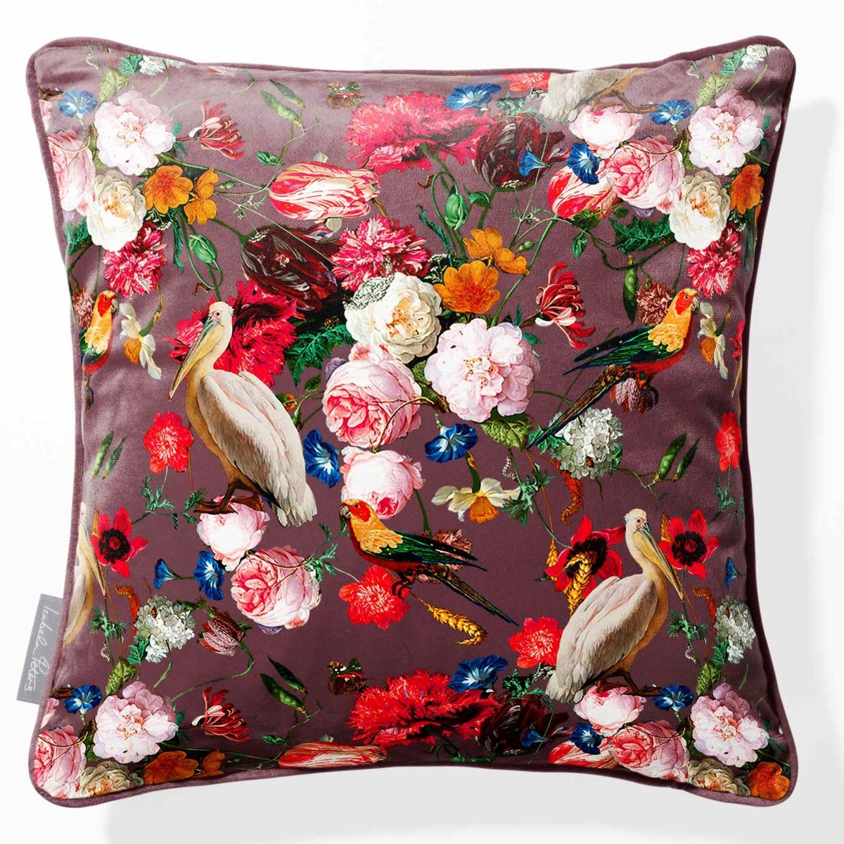 Peruvian Paradise | Sustainable Velvet Cushion - Italian Grape 40 x 40 cm Piped by Izabela Peters