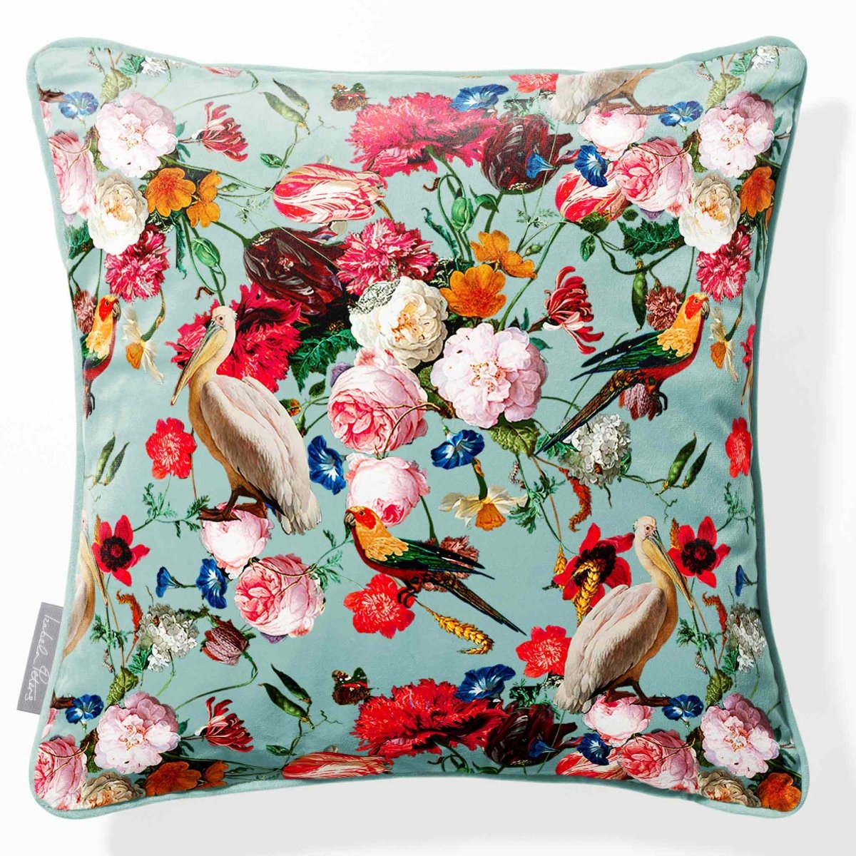 Peruvian Paradise | Sustainable Velvet Cushion - Blue Surf 40 x 40 cm Piped by Izabela Peters