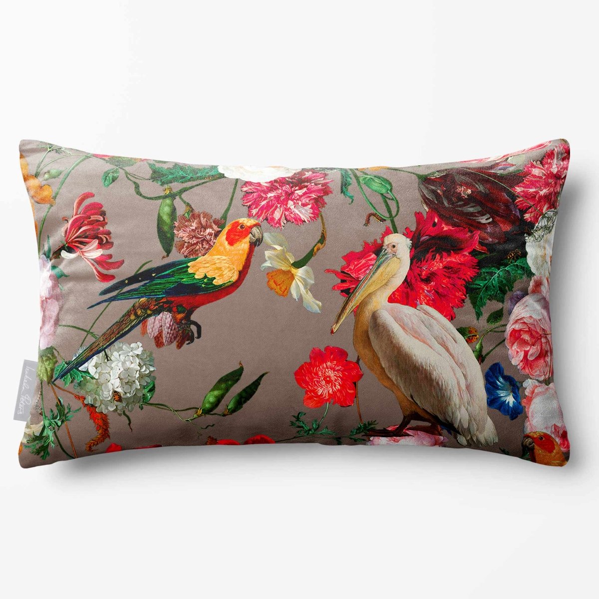 Peruvian Paradise | Sustainable Velvet Rectangle Cushion - Dovedale Stone 50 x 30 cm Standard by Izabela Peters