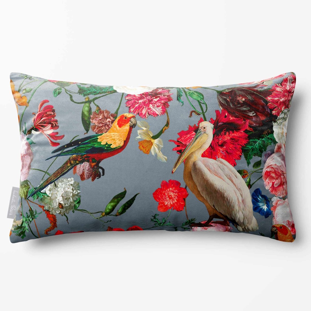 Peruvian Paradise | Sustainable Velvet Rectangle Cushion - French Grey 50 x 30 cm Standard by Izabela Peters