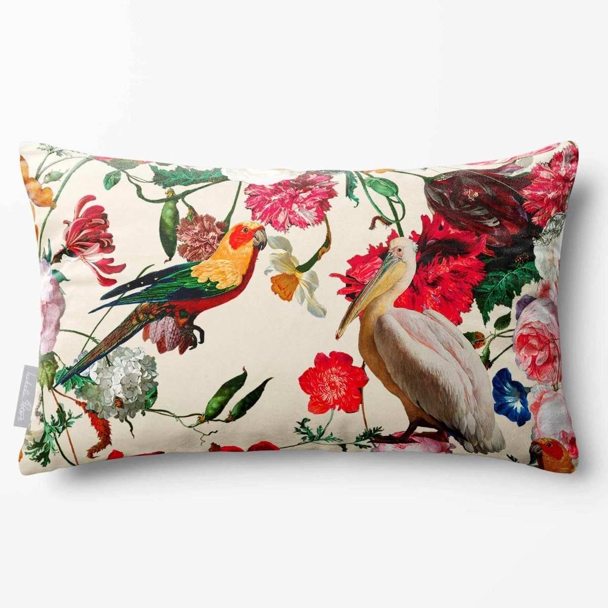 Peruvian Paradise | Sustainable Velvet Rectangle Cushion - Ivory Cream 50 x 30 cm Standard by Izabela Peters