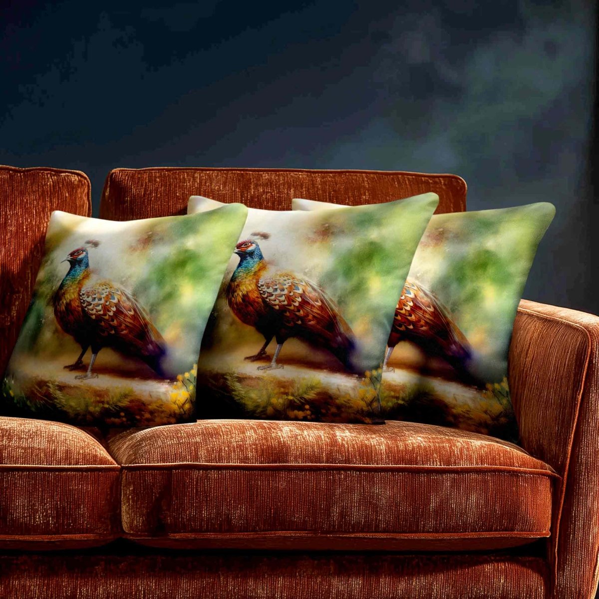 Pheasant | Sustainable Velvet Cushion - 40 x 40 cm Standard by Izabela Peters