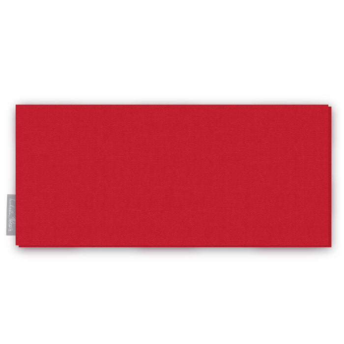 Plain red cotton Christmas table runner folded on white