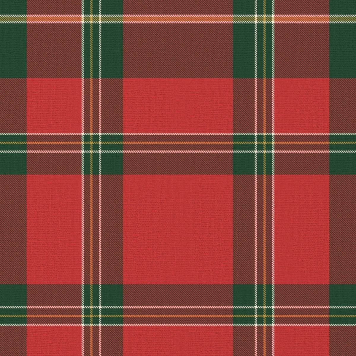Close-up of the red Tartan Christmas table runner print on cotton, showing the tartan check