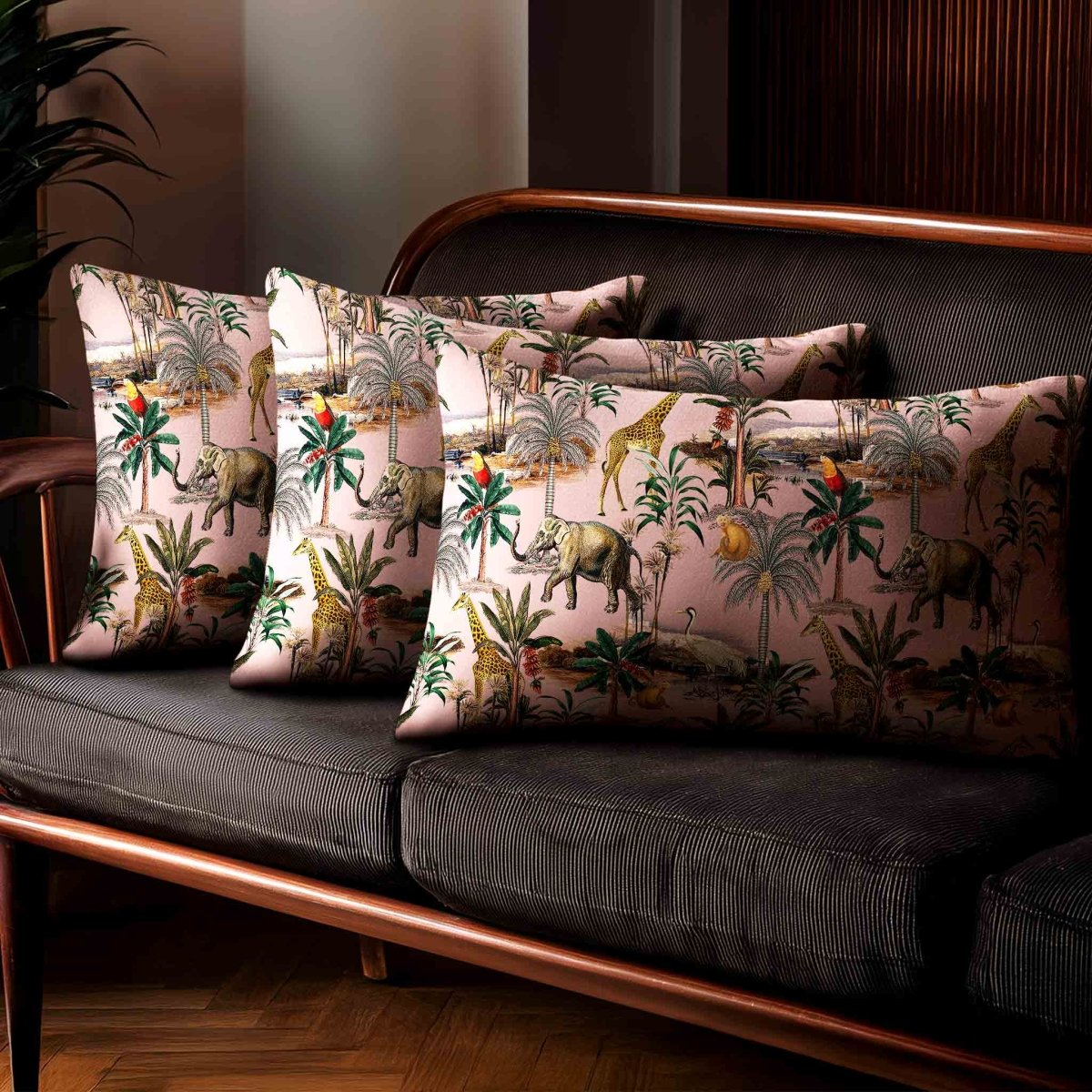 Safari Voyage | Sustainable Velvet Rectangle Cushion - Rosewater 50 x 30 cm Standard by Izabela Peters