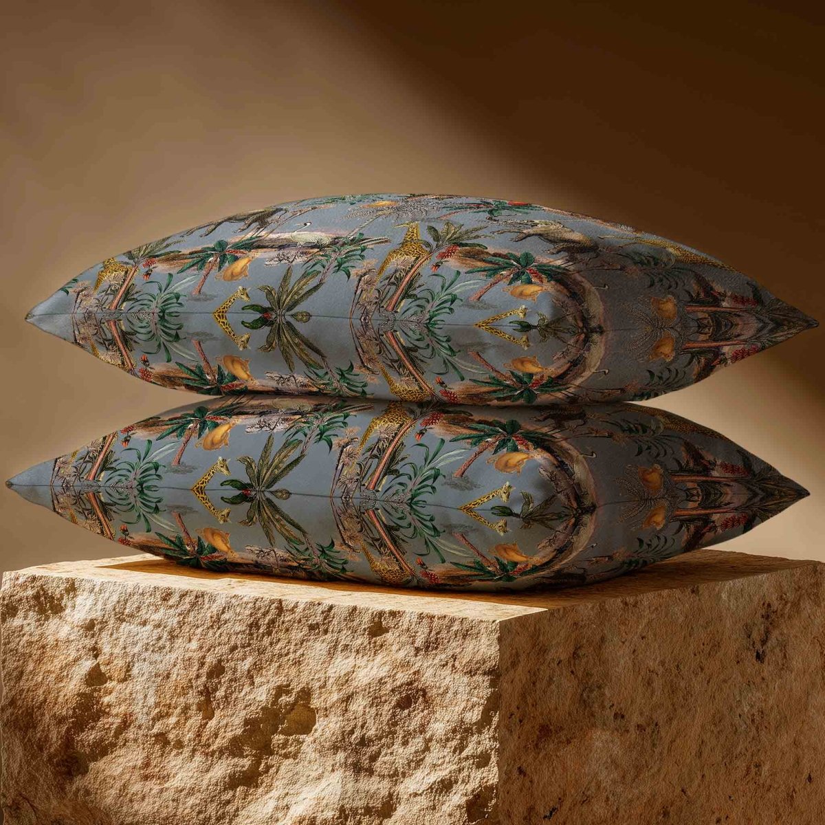 Safari Voyage | Sustainable Velvet Rectangle Cushion - French Grey 50 x 30 cm Standard by Izabela Peters