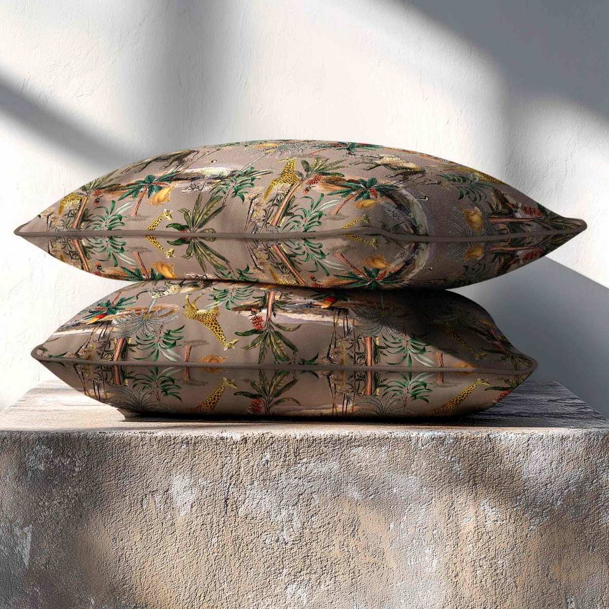 Safari Voyage | Sustainable Velvet Rectangle Cushion - Dovedale Stone 50 x 30 cm Standard by Izabela Peters